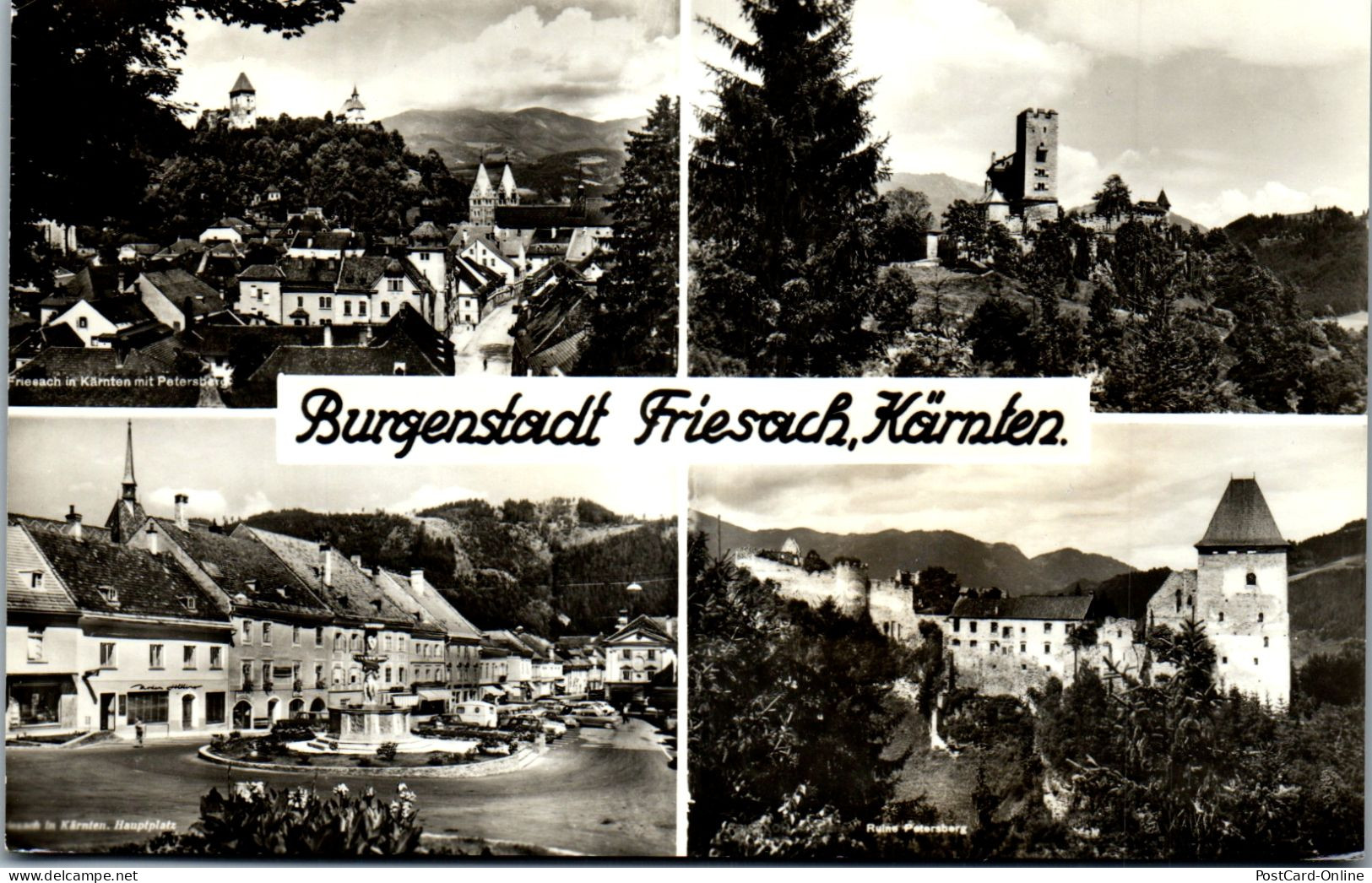50858 - Kärnten - Friesach , Hauptplatz , Ruine Petersberg , Mehrbildkarte - Gelaufen 1963 - Friesach
