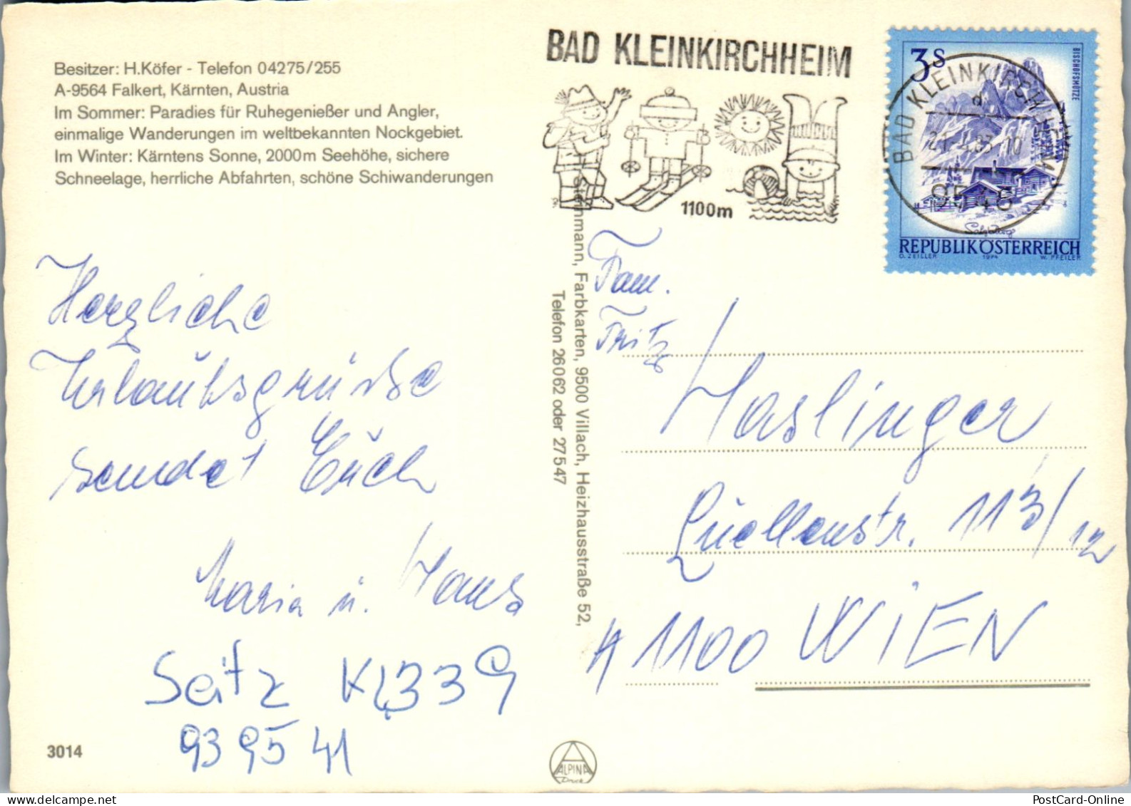 50851 - Kärnten - Falkert , Falkertsee , Besitzer H. Köfer - Gelaufen 1983 - Feldkirchen In Kärnten