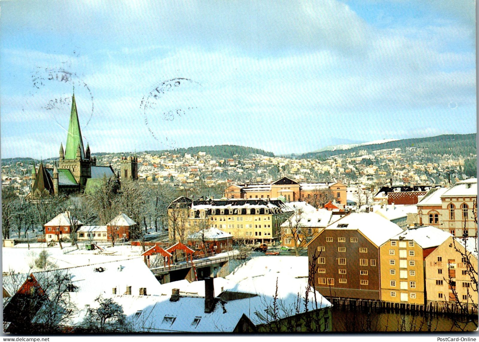 50805 - Norwegen - Trondheim , View Of The Town With Nidaros Cathedral - Gelaufen 1982 - Noruega