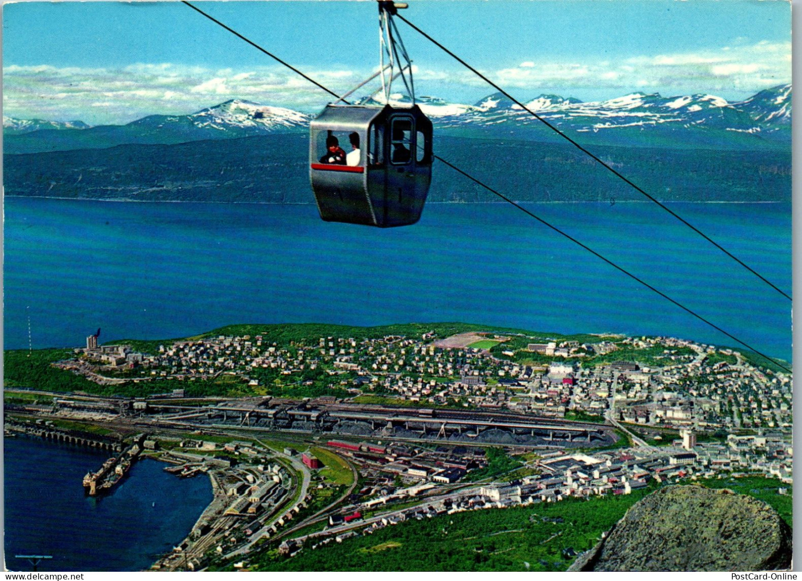 50792 - Norwegen - Narvik , View Of The Town With The Mountain Lift - Gelaufen 1974 - Norwegen