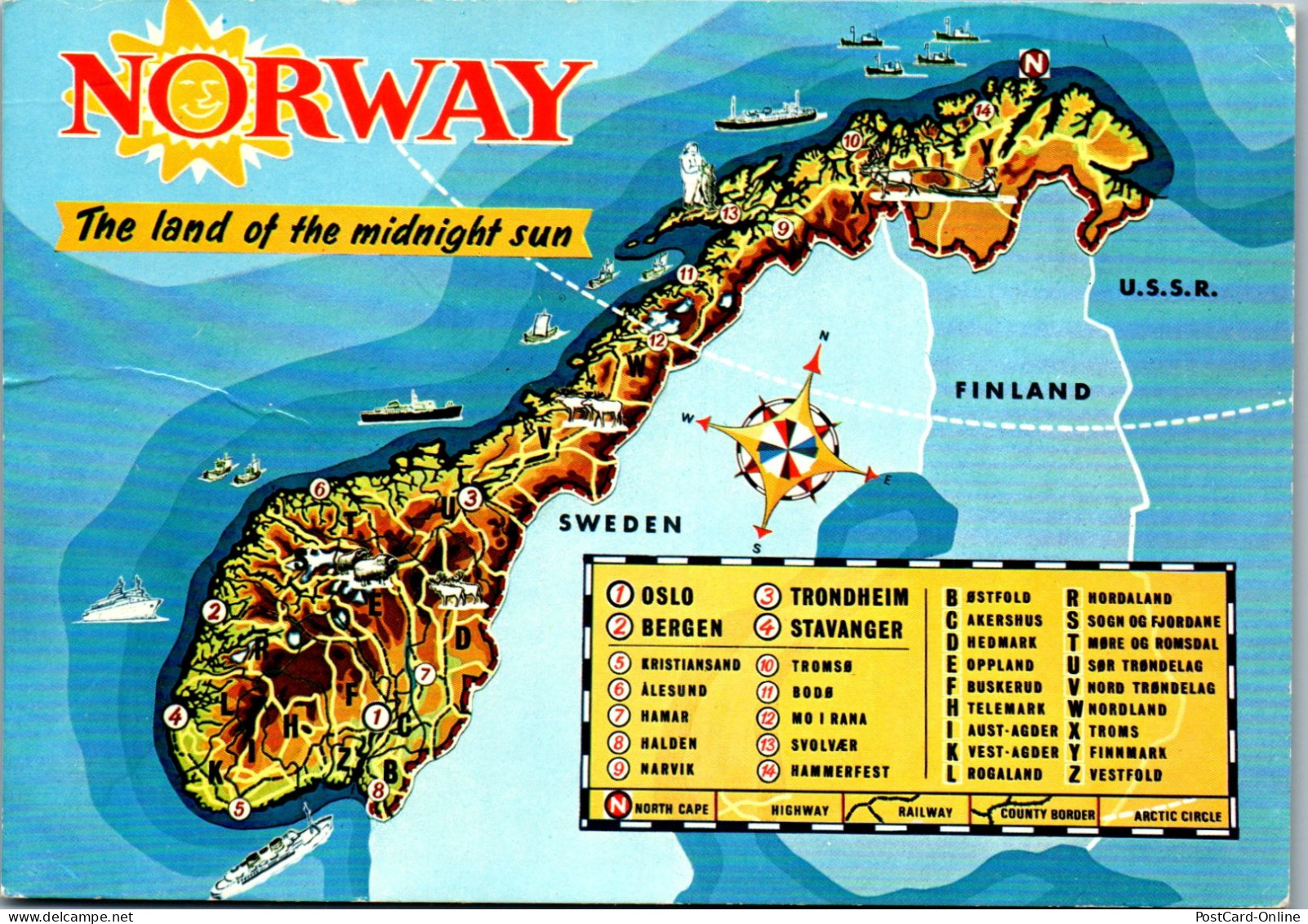 50781 - Norwegen - Landkarte , View - Gelaufen 1983 - Noruega