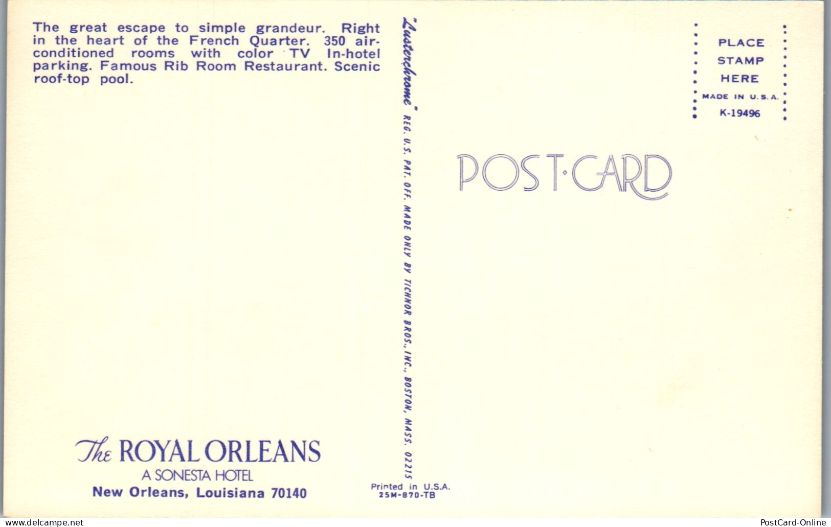 50758 - USA - New Orleans , Louisiana , The Royal Orleans , Sonesta Hotel - Nicht Gelaufen  - New Orleans