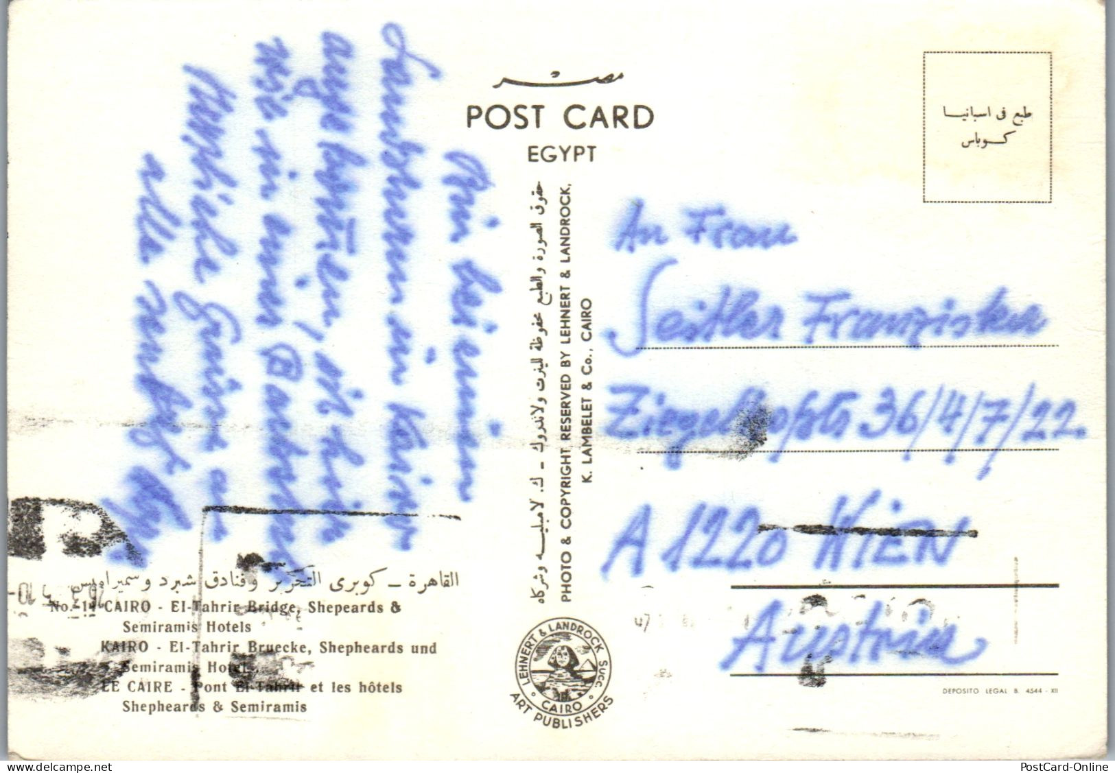 50746 - Ägypten - Kairo , Cairo , El Tahrir Bridge , Shepeards Hotel , Semiramis Hotel - Gelaufen  - Kairo