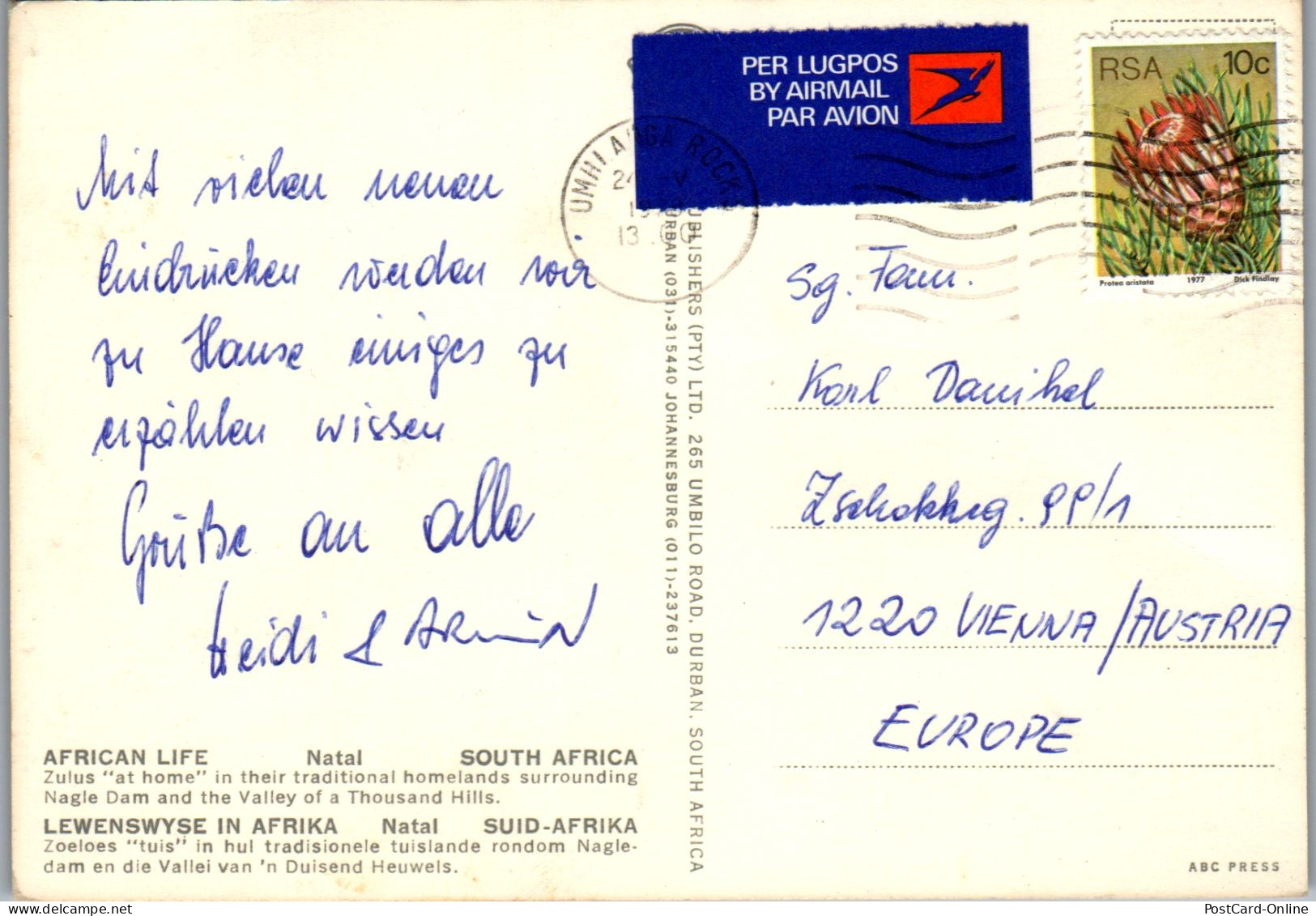 50662 - Südafrika - Natal , Zulus , Zulu At Home - Gelaufen  - Zuid-Afrika