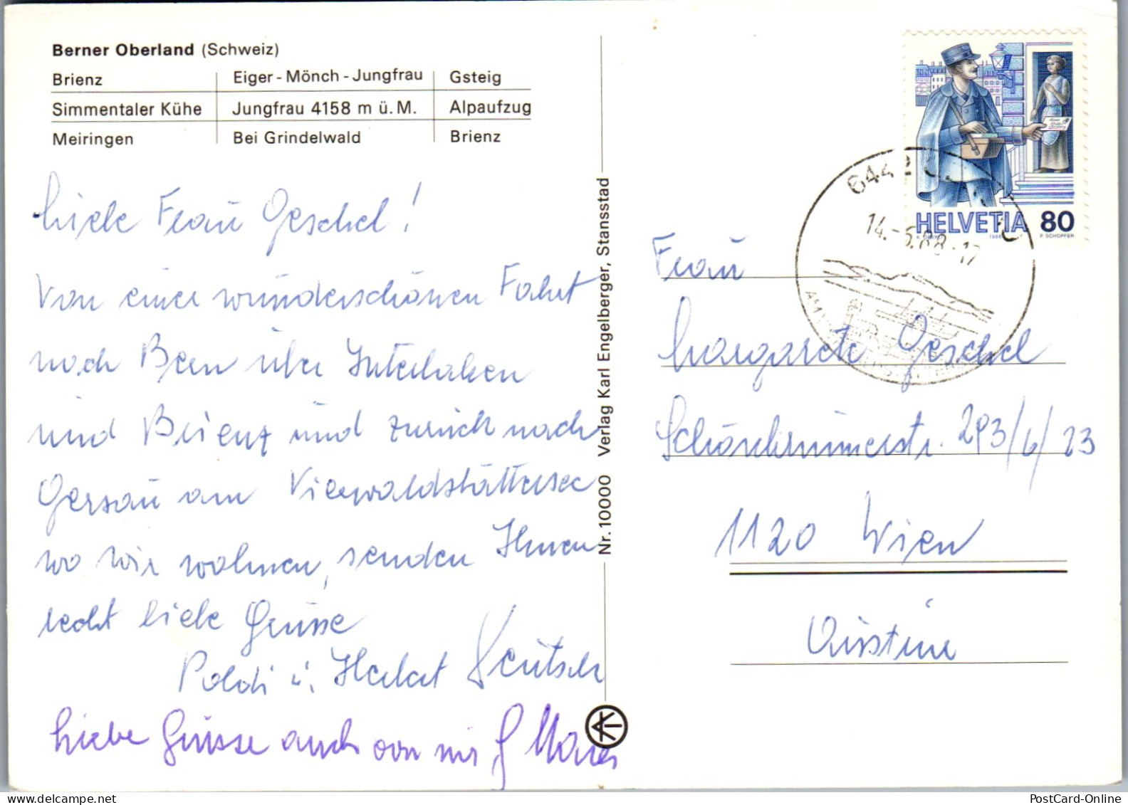 50642 - Schweiz - Bern , Berner Oberland , Mehrbildkarte  - Gelaufen 1988 - Berna