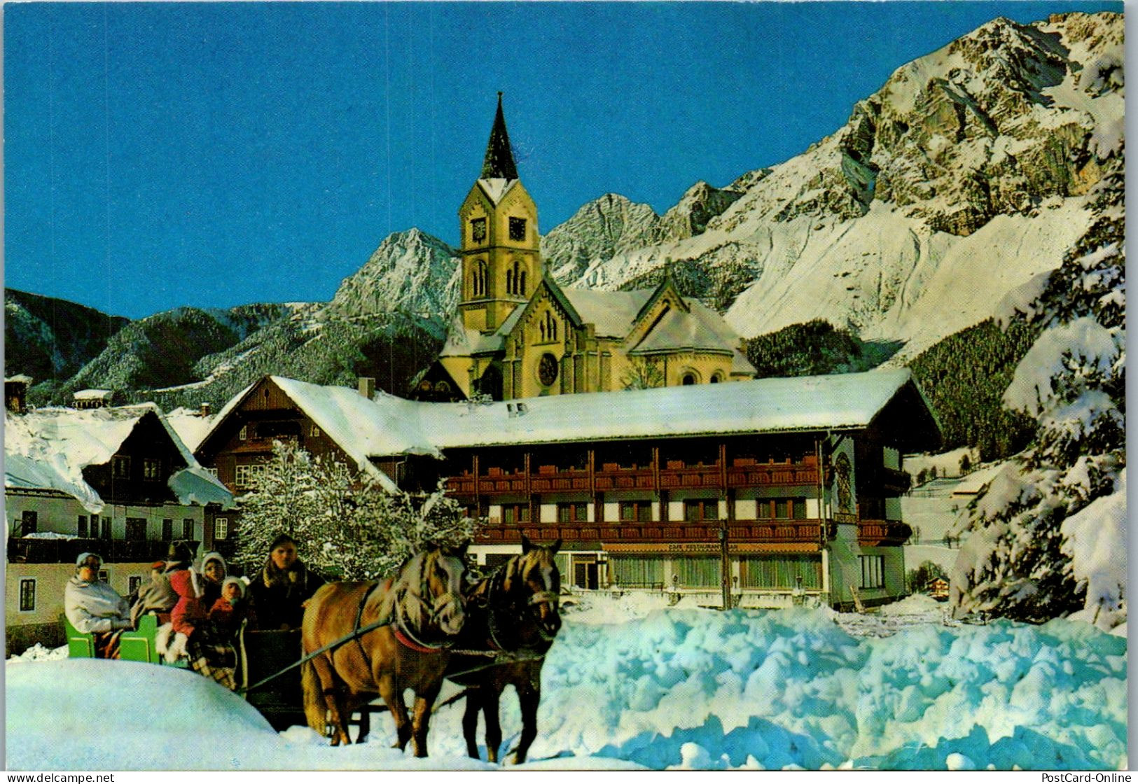 50631 - Steiermark - Ramsau , Pferdewagen , Kutsche , Gasthof Pehab Kirchenwirt - Gelaufen 1983 - Ramsau Am Dachstein