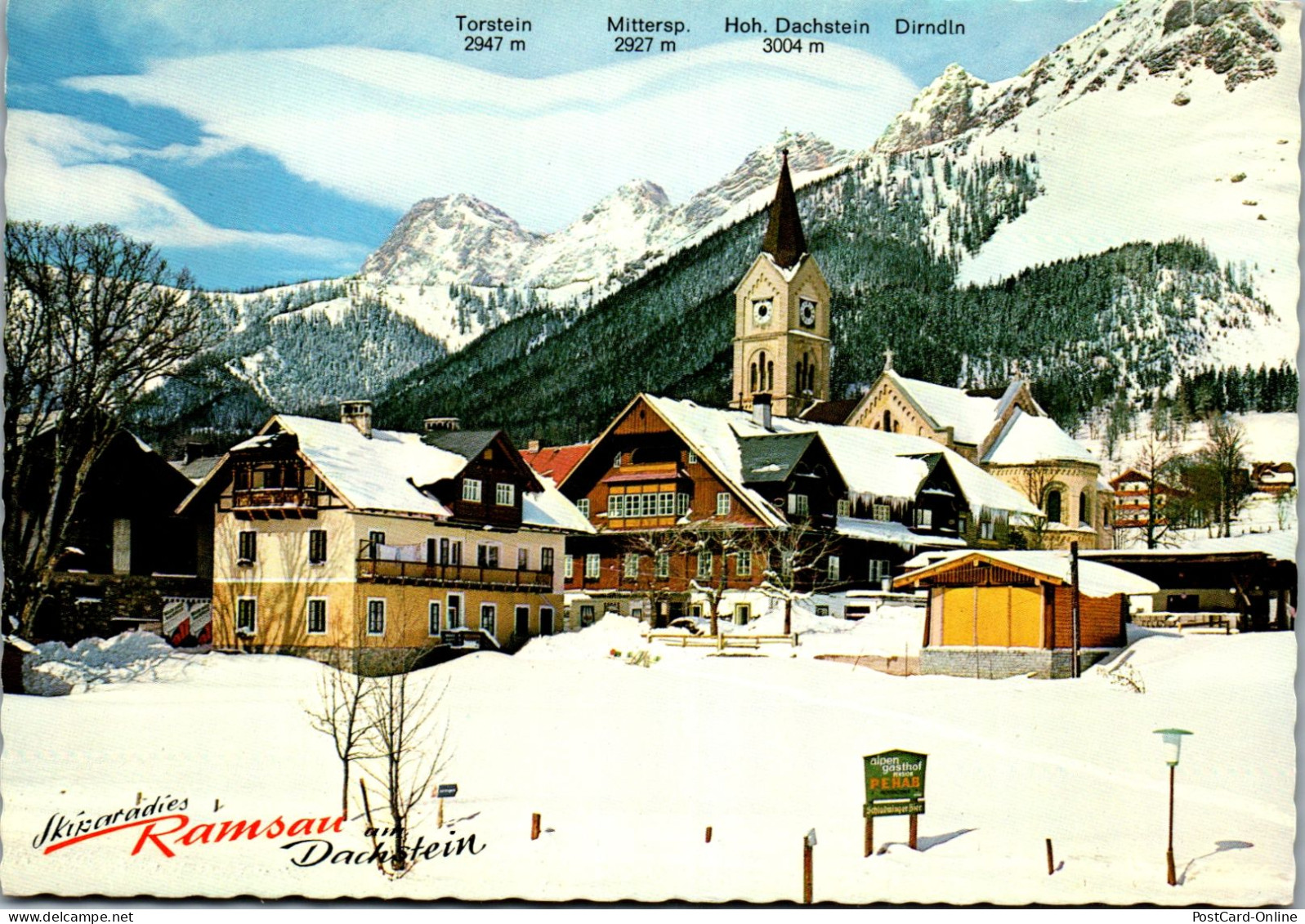 50619 - Steiermark - Ramsau , Gasthof Pehab Kirchenwirt , Dachstein , Dirndl , Torstein , Winter - Gelaufen 1969 - Ramsau Am Dachstein