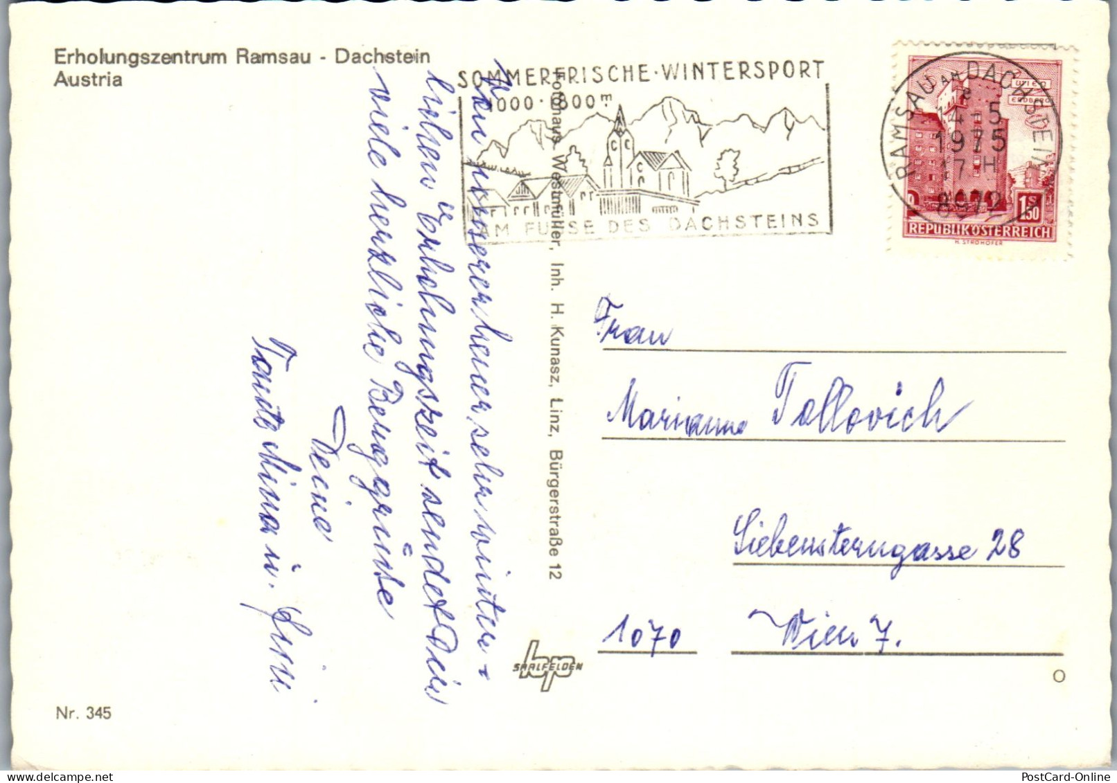 50618 - Steiermark - Ramsau , Gasthof Pehab Kirchenwirt , Dachstein - Gelaufen 1975 - Ramsau Am Dachstein