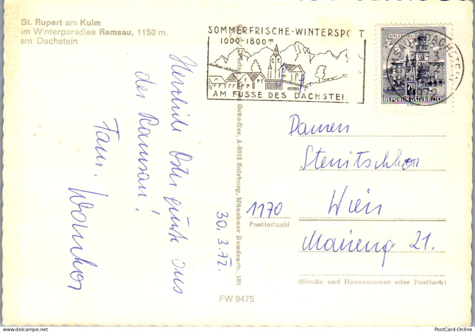 50612 - Steiermark - Ramsau , Am Dachstein , St. Ruprecht Am Kulm , Ski - Gelaufen 1972 - Ramsau Am Dachstein