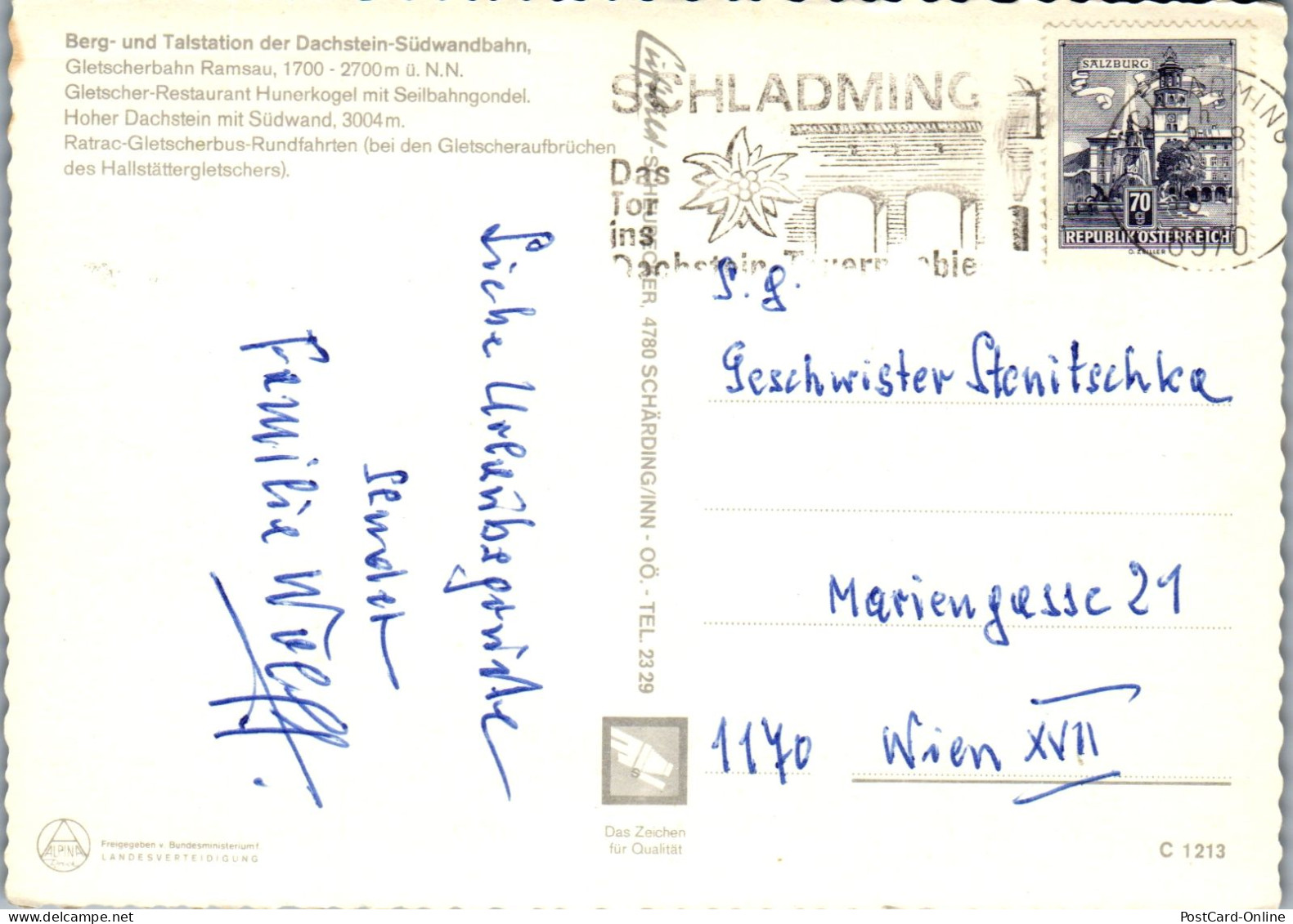 50603 - Steiermark - Schladming , Bergstation , Talstation Dachstein Südwandbahn , Ramsau - Gelaufen  - Schladming