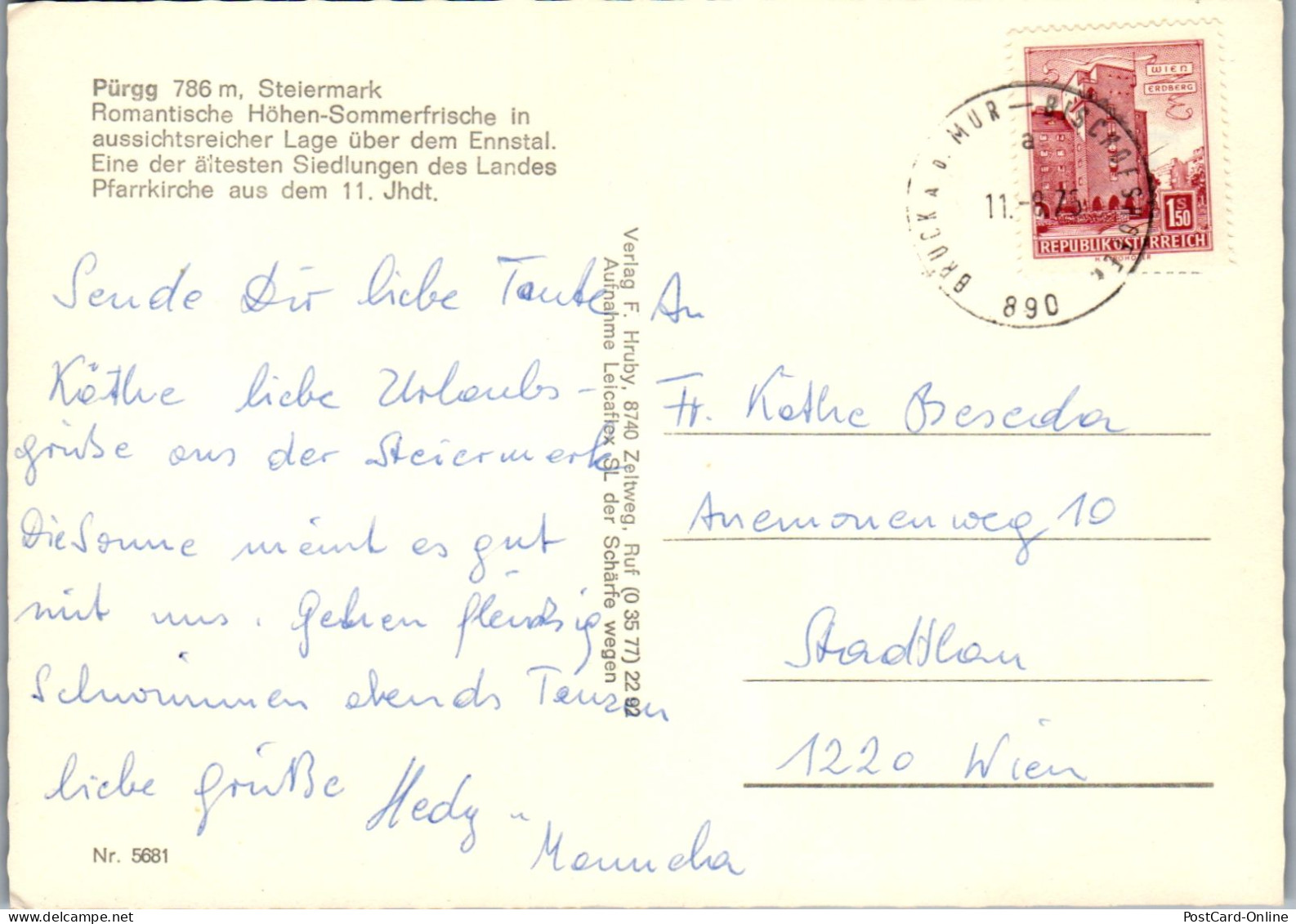 50597 - Steiermark - Pürgg , Mehrbildkarte - Gelaufen 1975 - Liezen