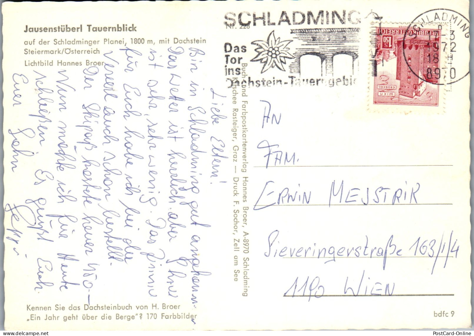 50589 - Steiermark - Schladming , Jausenstüberl Tauernblick , Schladminger Planai - Gelaufen 1972 - Schladming