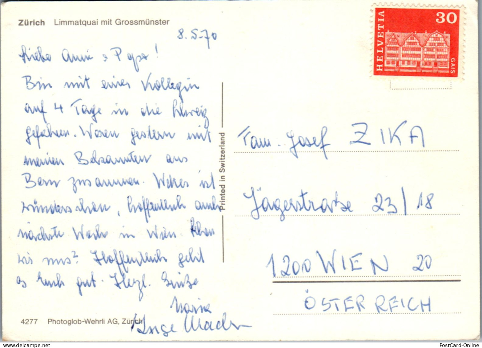 50583 - Schweiz - Zürich , Limmatquai , Grossmünster - Gelaufen 1970 - Zürich