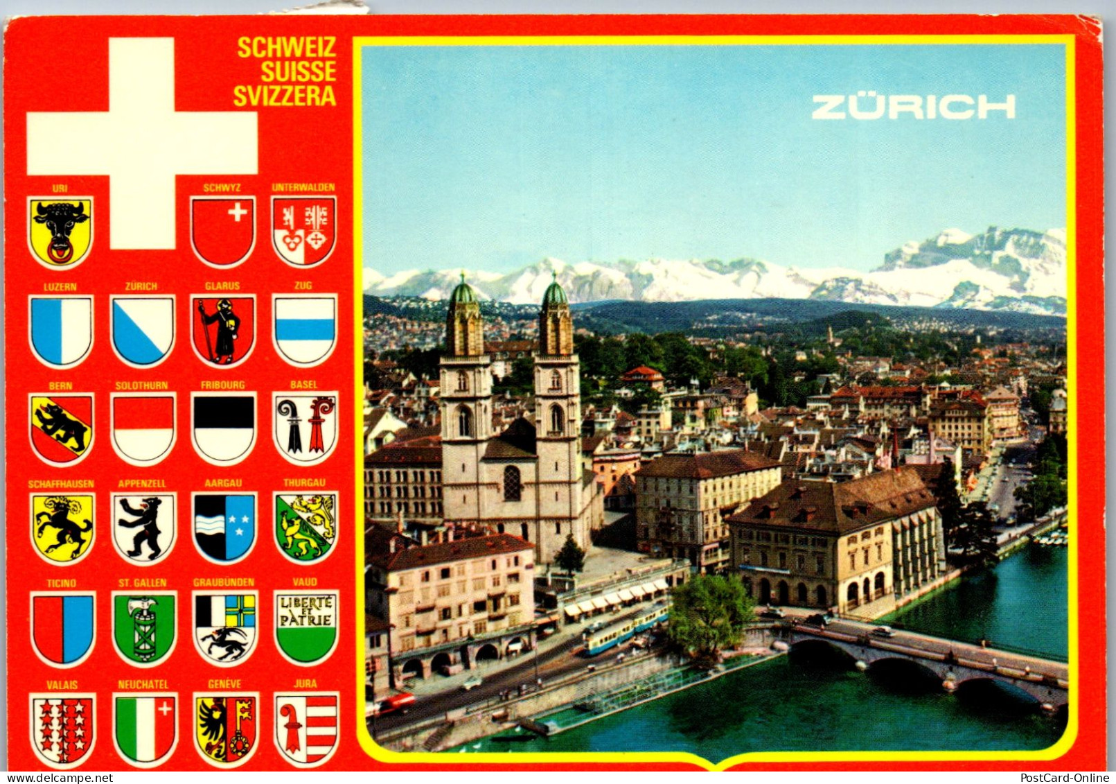 50568 - Schweiz - Zürich , Grossmünster Und Die Alpen - Gelaufen 1979 - Zürich