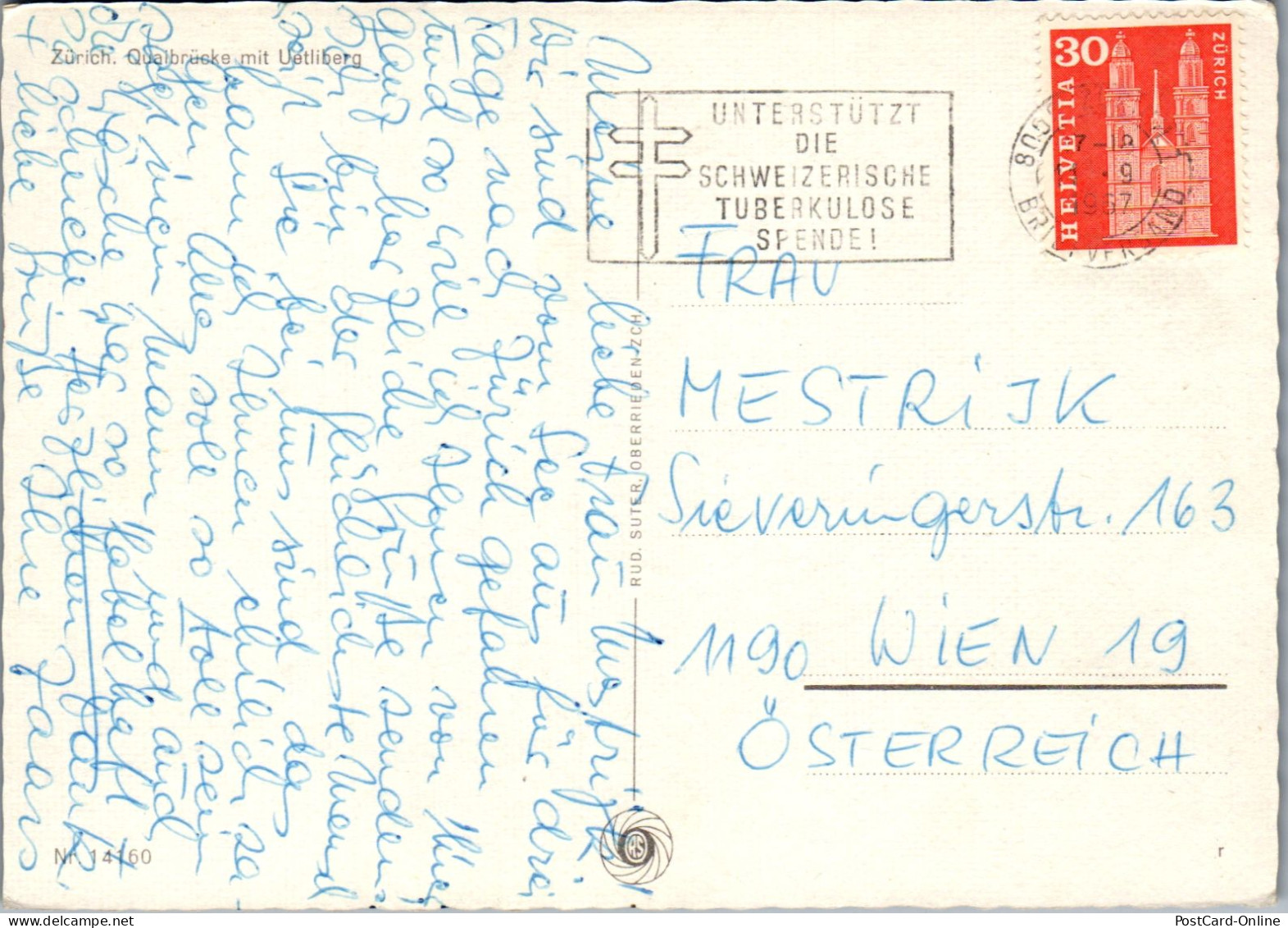 50570 - Schweiz - Zürich , Quaibrücke Mit Uetliberg - Gelaufen 1967 - Zürich