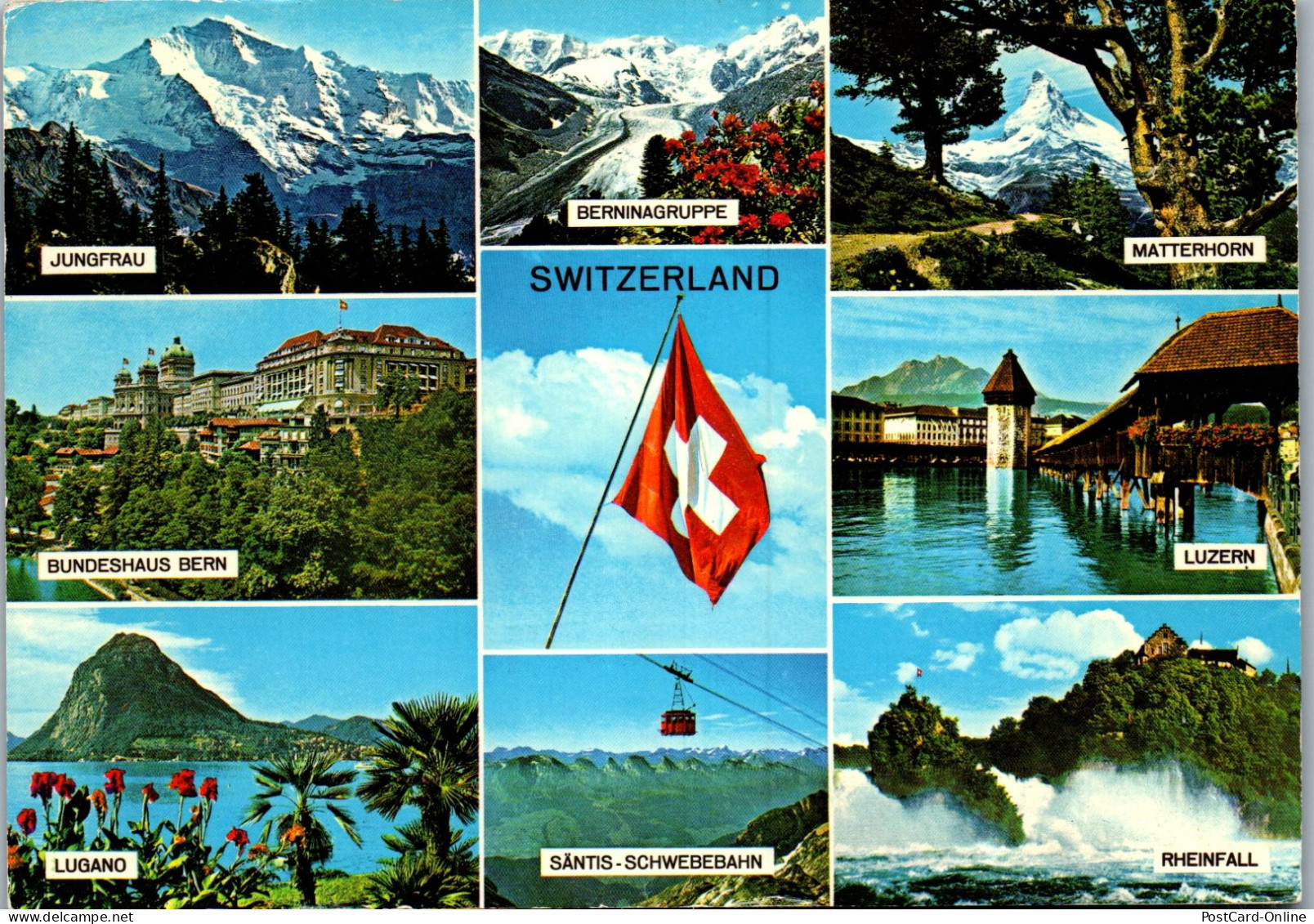 50558 - Schweiz - Mehrbildkarte , Jungfrau , Lugano , Säntis , Luzern - Gelaufen 1975 - Sonstige & Ohne Zuordnung