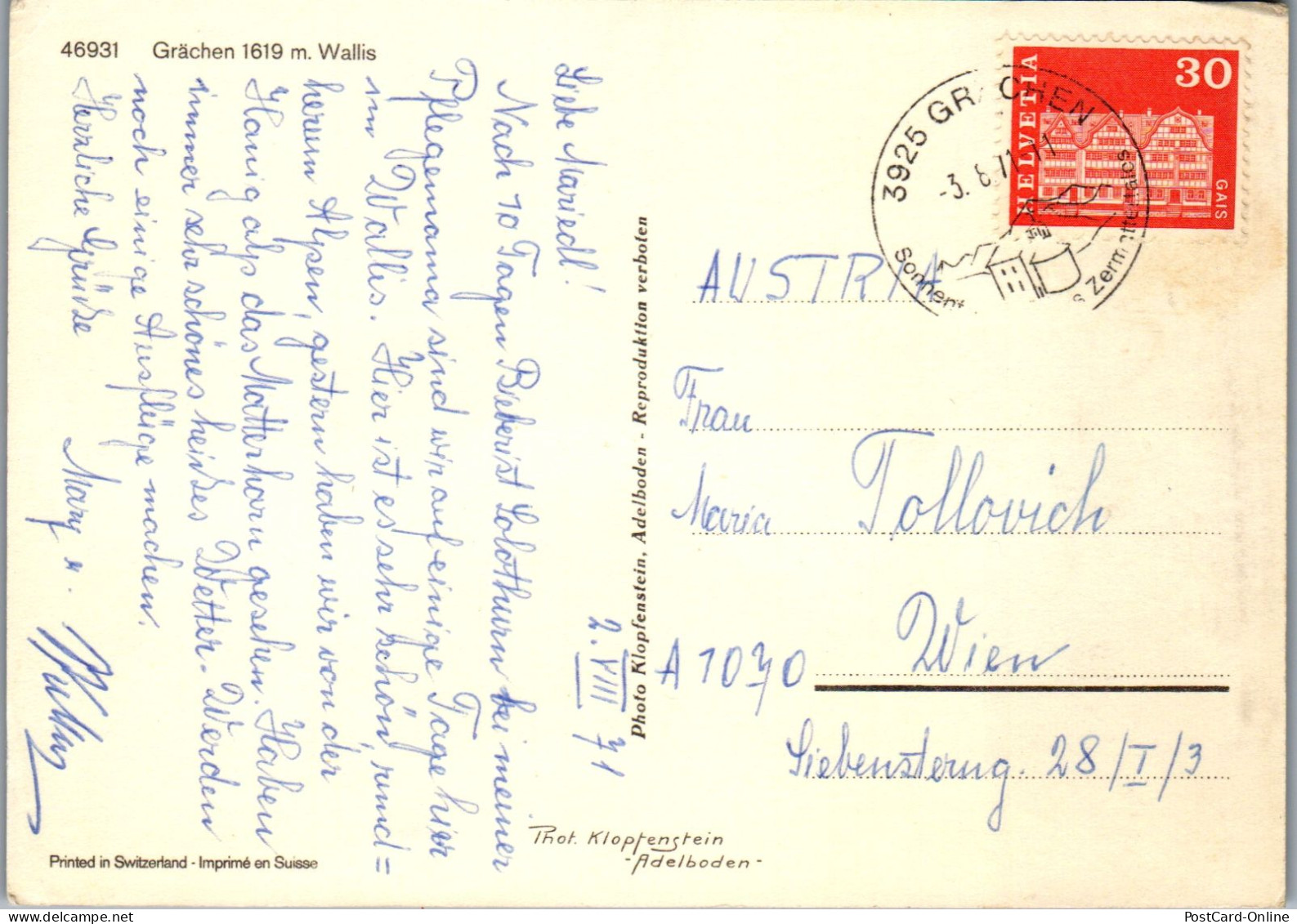 50550 - Schweiz - Grächen , Wallis , Mehrbildkarte - Gelaufen 1971 - Grächen