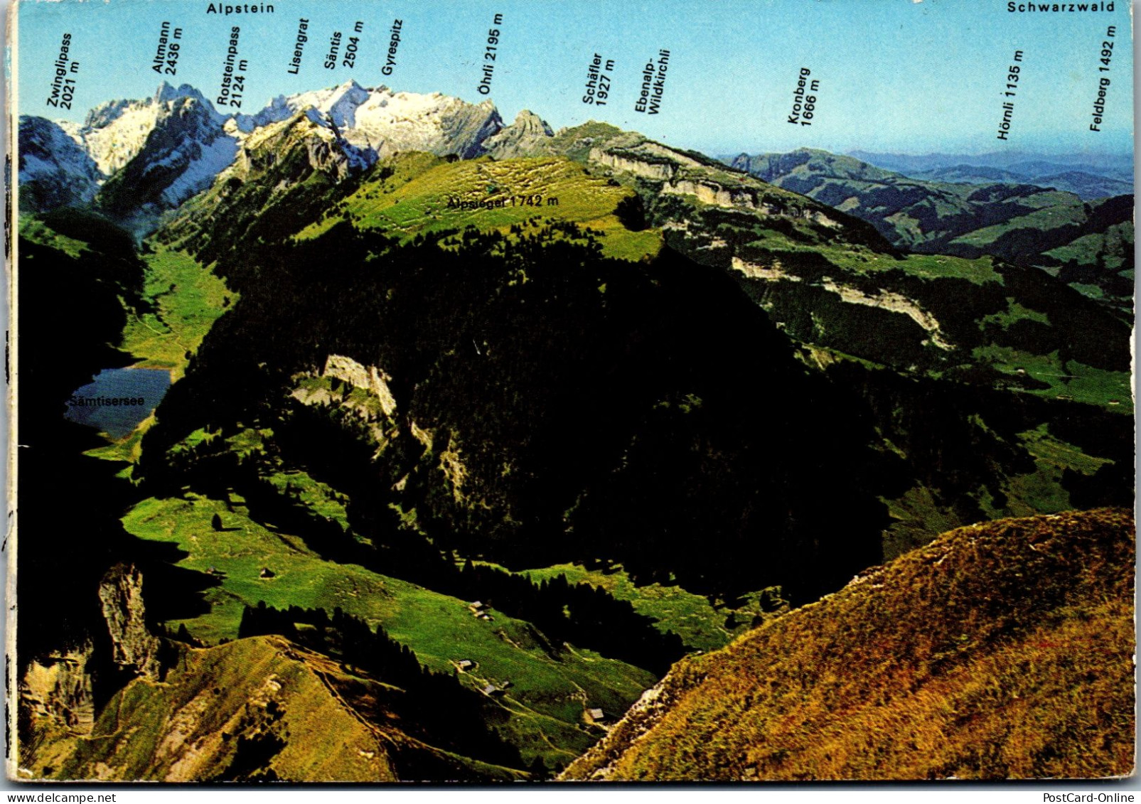 50553 - Schweiz - Hoher Kasten , Aussicht , Appenzellerberge , Alpstein - Gelaufen 1966 - Appenzell
