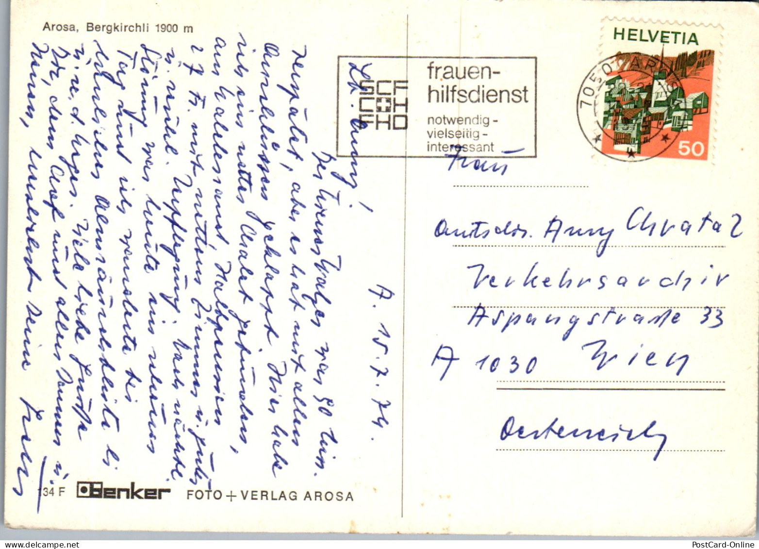 50539 - Schweiz - Arosa , Bergkirchli - Gelaufen 1974 - Arosa