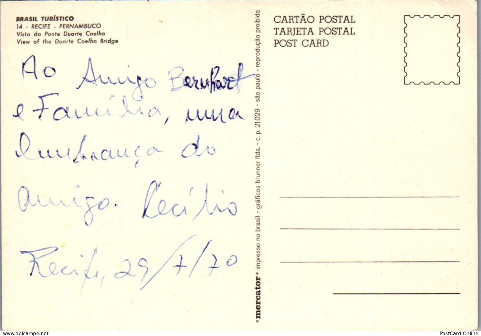 50496 - Brasilien - Recife , Pernambuco , Ponte Duarte Coelho - Nicht Gelaufen 1970 - Recife