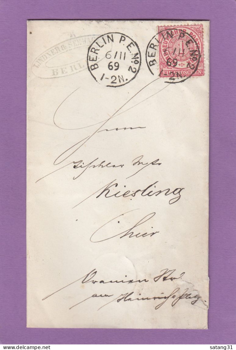 BRIEF MIT STEMPEL "BERLIN P.E. NO 23" ,1889. - Briefe U. Dokumente