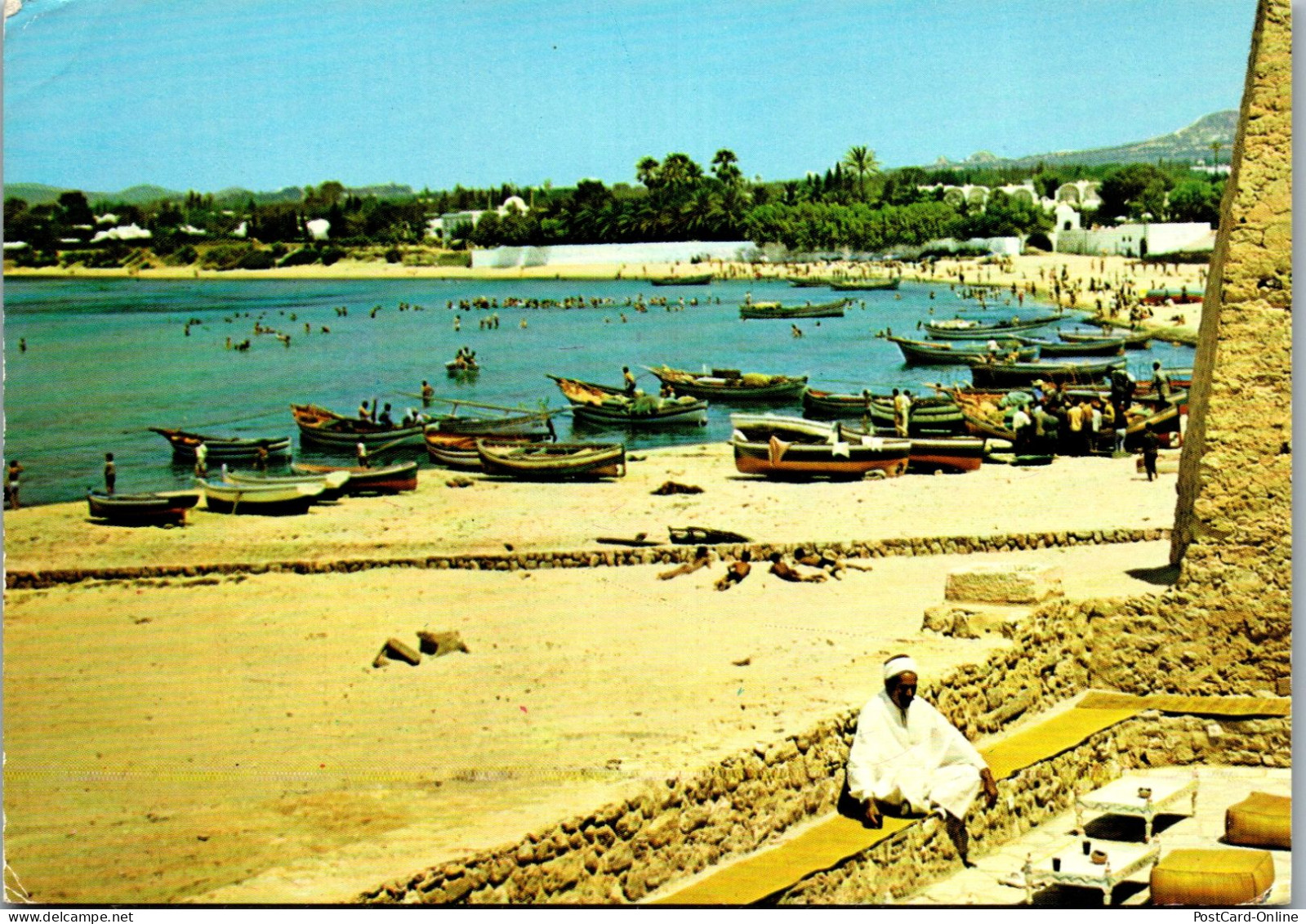 50434 - Tunesien - Hammamet , La Plage Vue Du Cafe Sidi Bou Hadid - Gelaufen 1975 - Tunisia