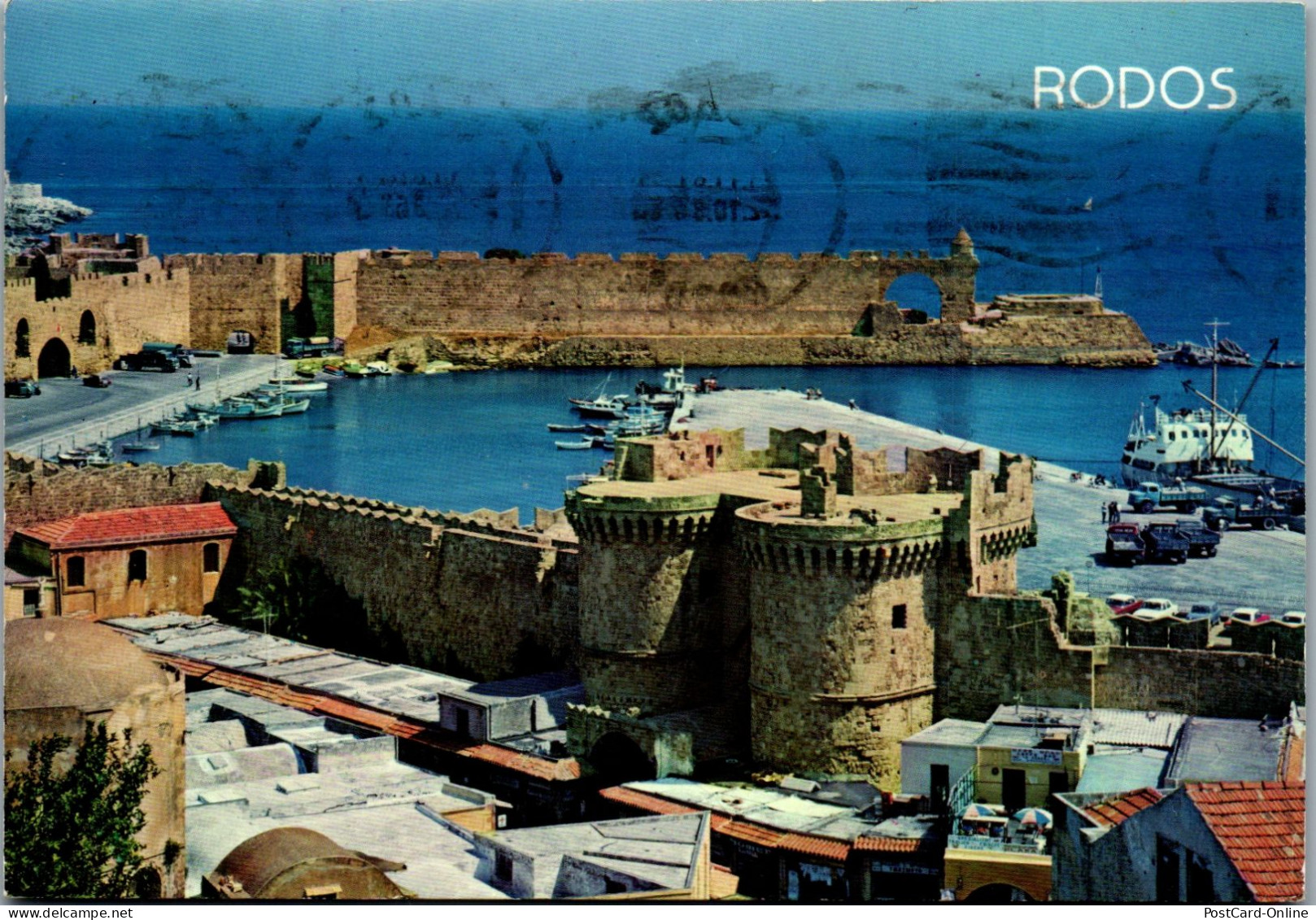 51080 - Griechenland - Rhodes , Rhodos , Blick Auf Den Handelshafen - Gelaufen 1985 - Grecia