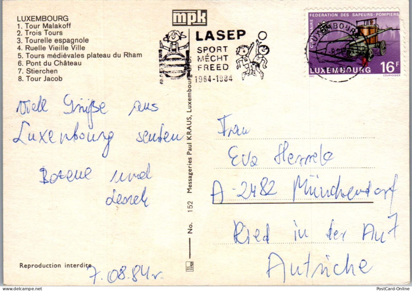 50959 - Luxembourg - Luxemburg , Mehrbildkarte - Gelaufen 1984 - Luxemburg - Stadt