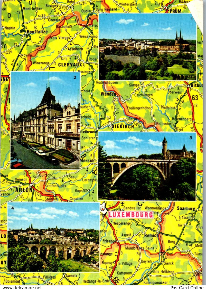 50946 - Luxembourg - Luxemburg , Landkarte , Mehrbildkarte - Gelaufen  - Luxemburg - Stad