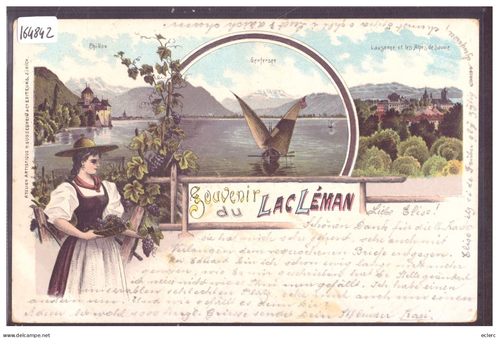 SOUVENIR DU LAC LEMAN - LITHO - TB - Otros & Sin Clasificación