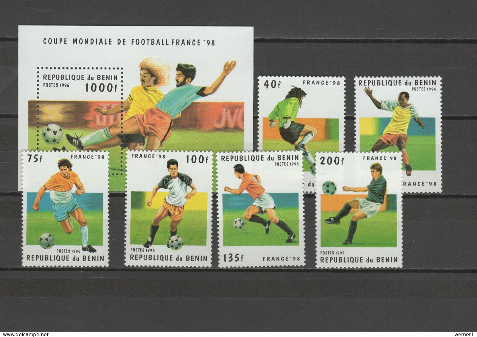 Benin 1996 Football Soccer World Cup Set Of 6 + S/s MNH - 1998 – Francia