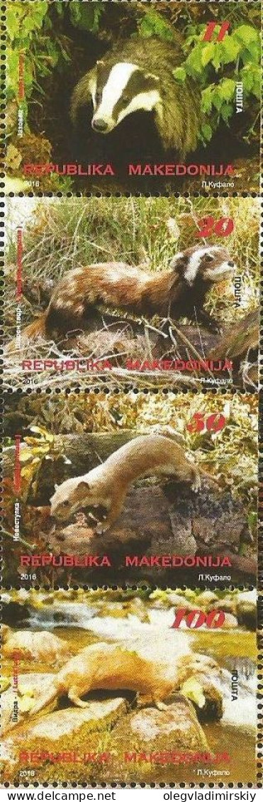 Macedonia 2016 Forest Predators Wild Anymals Set Of 4 Stamps In Strip MNH - Andere & Zonder Classificatie