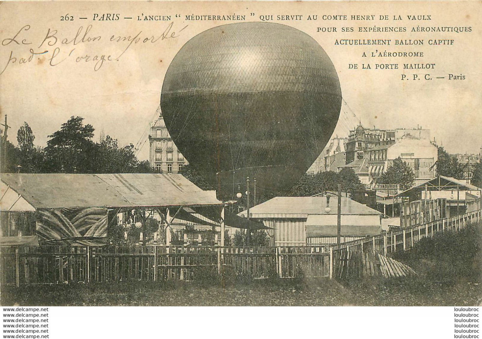 PARIS L'ANCIEN MEDITERRANEEN  BALLON CAPTIF  DIRIGEABLE - Dirigeables