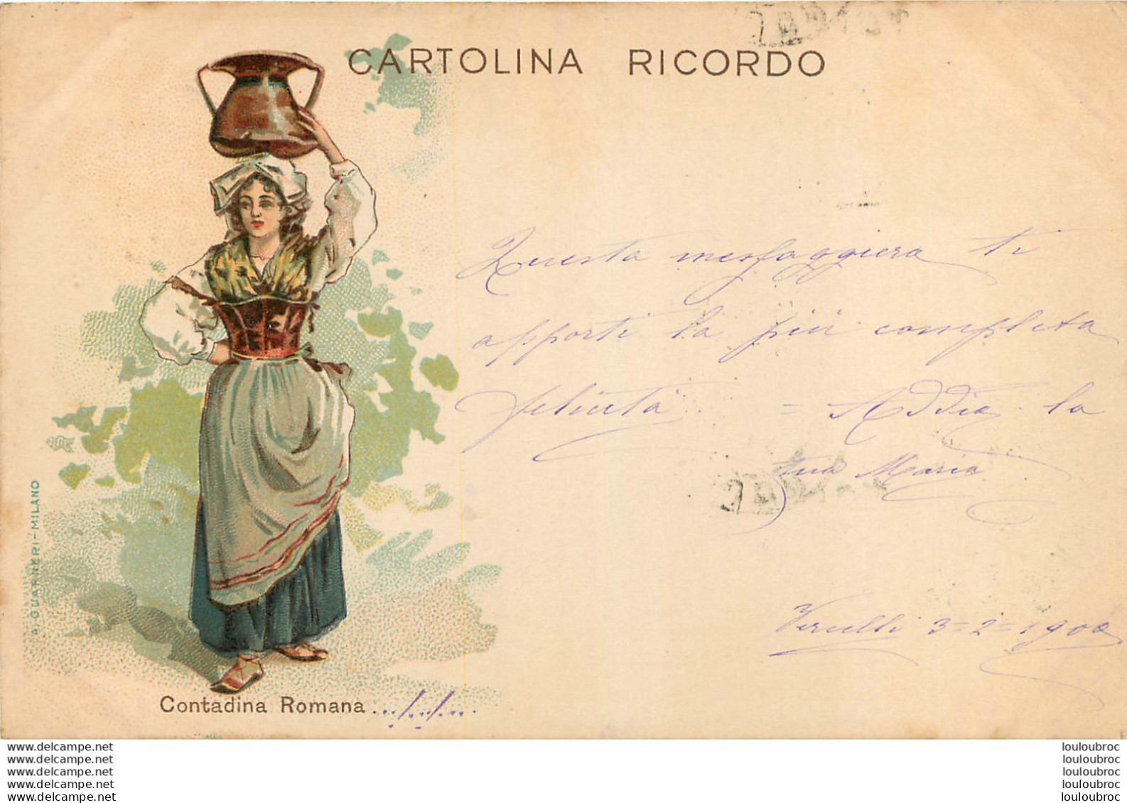 ITALIE CARTOLINA RICORDO CONTADINA ROMANA EDITION GUARNERI - Autres & Non Classés