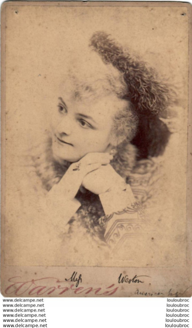 CDV PHOTO XIXe MISS WESTON FORMAT 17 X 11 CM PHOTO WARREN'S BOSTON - Oud (voor 1900)