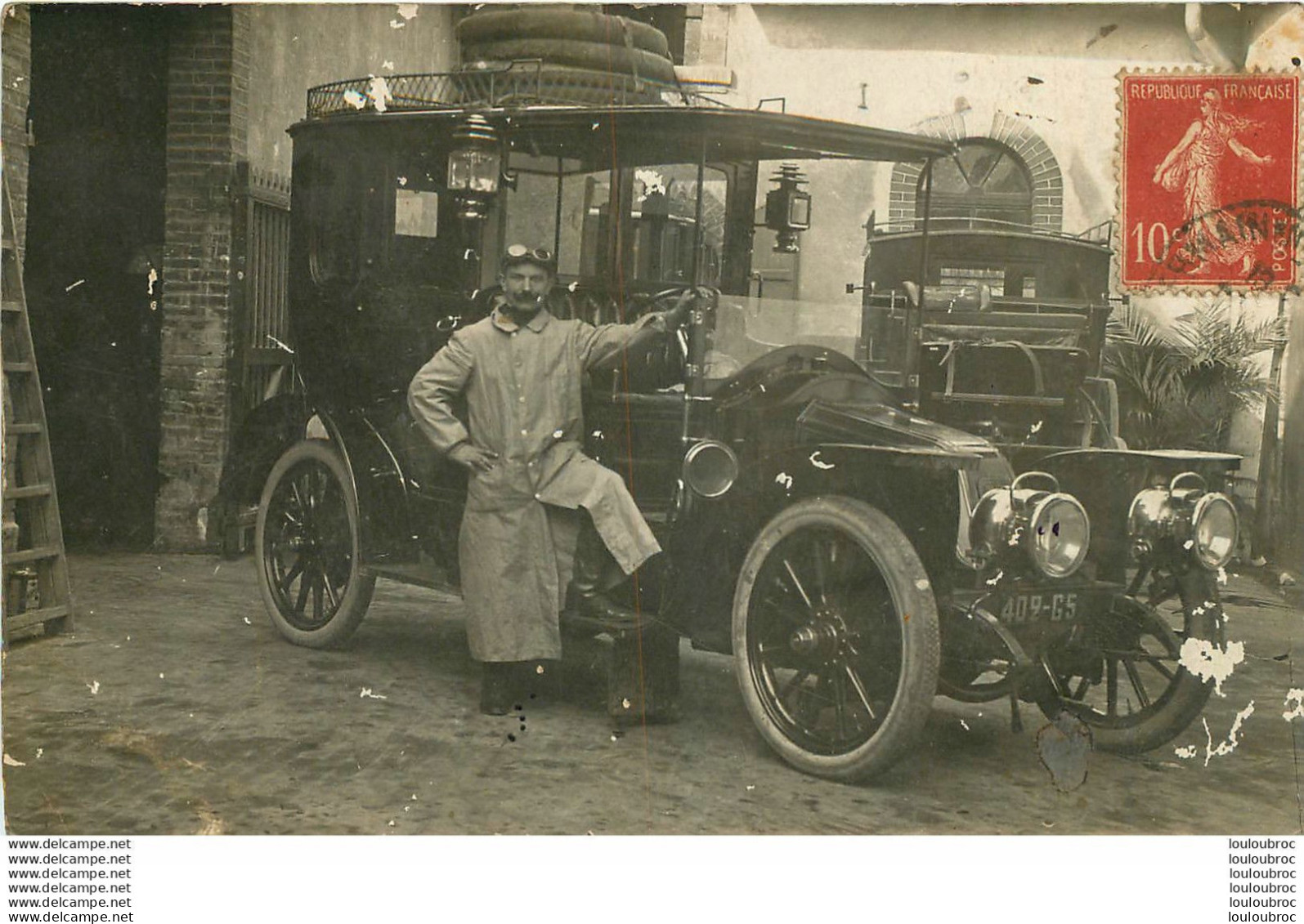 CARTE PHOTO 1907 AUTOMOBILE ET MR ELIE PROST LE PECQ CARTE ENVOYEE A VERS SUR SELLIERES  A. MONNIER Ref1 - Le Pecq