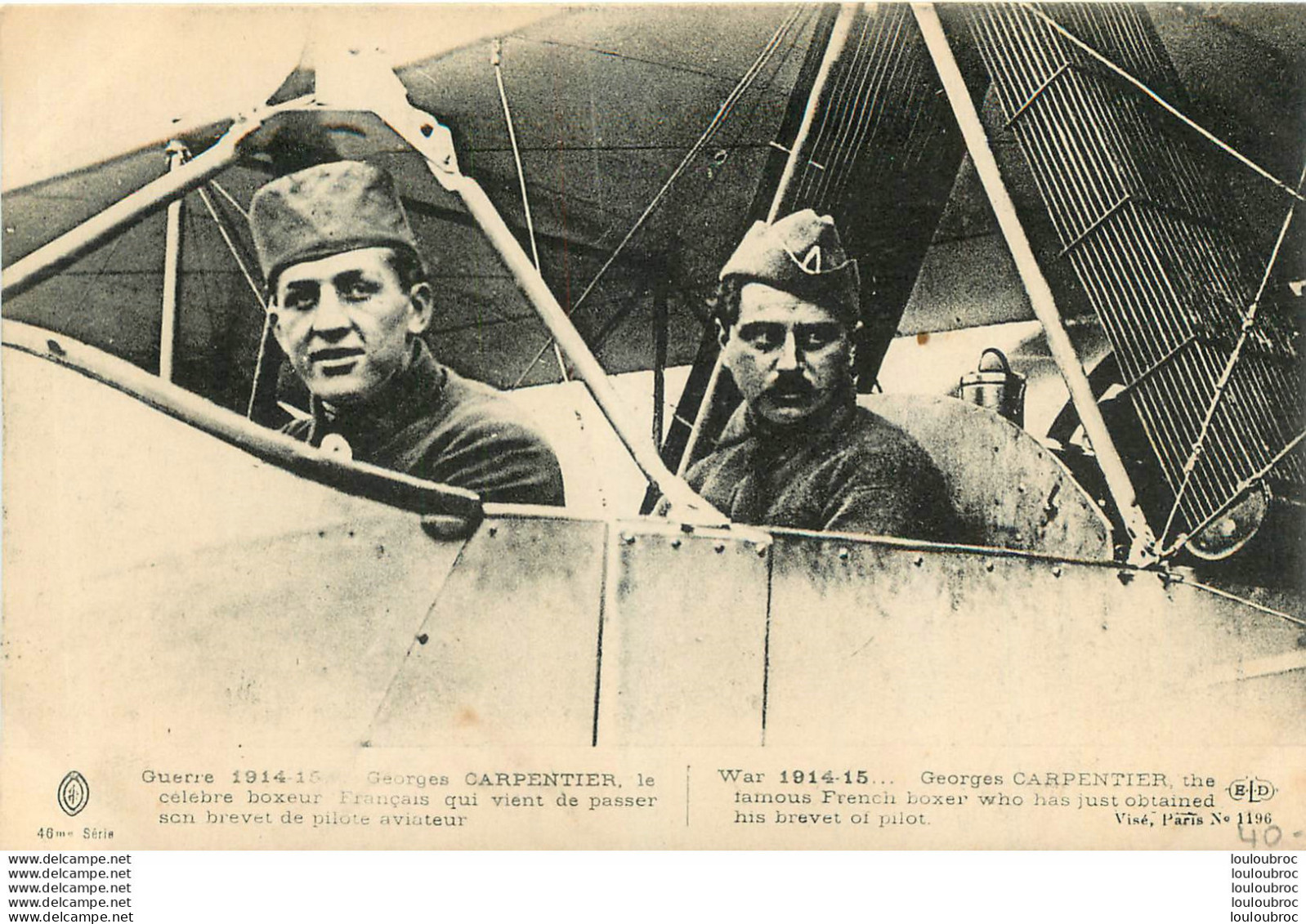 BOXEUR GEORGES CARPENTIER QUI VIENTS DE PASSER SON BREVET DE PILOTE AVIATEUR PREMIERE GUERRE - Boxsport