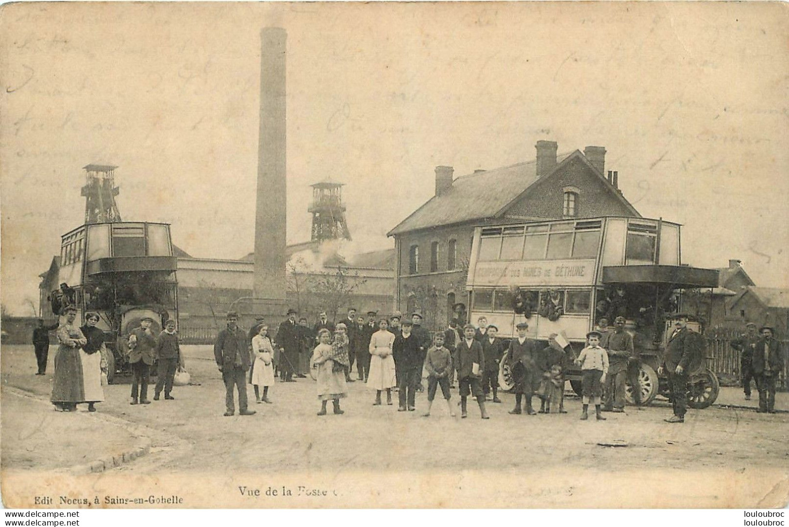 SAINS EN GOHELLE VUE DE LA FOSSE  ET AUTOCAR COMPAGNIE DES MINES DE BETHUNE R1 - Andere & Zonder Classificatie