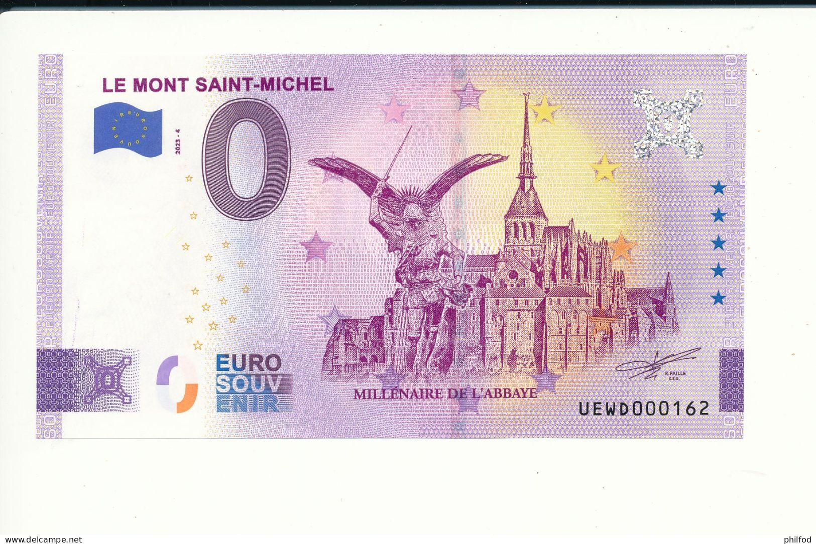 Billet Touristique 0 Euro - LE MONT SAINT-MICHEL MILLENAIRE DE L'ABBAYE - UEWD - 2023-4  N° 162 - Altri & Non Classificati