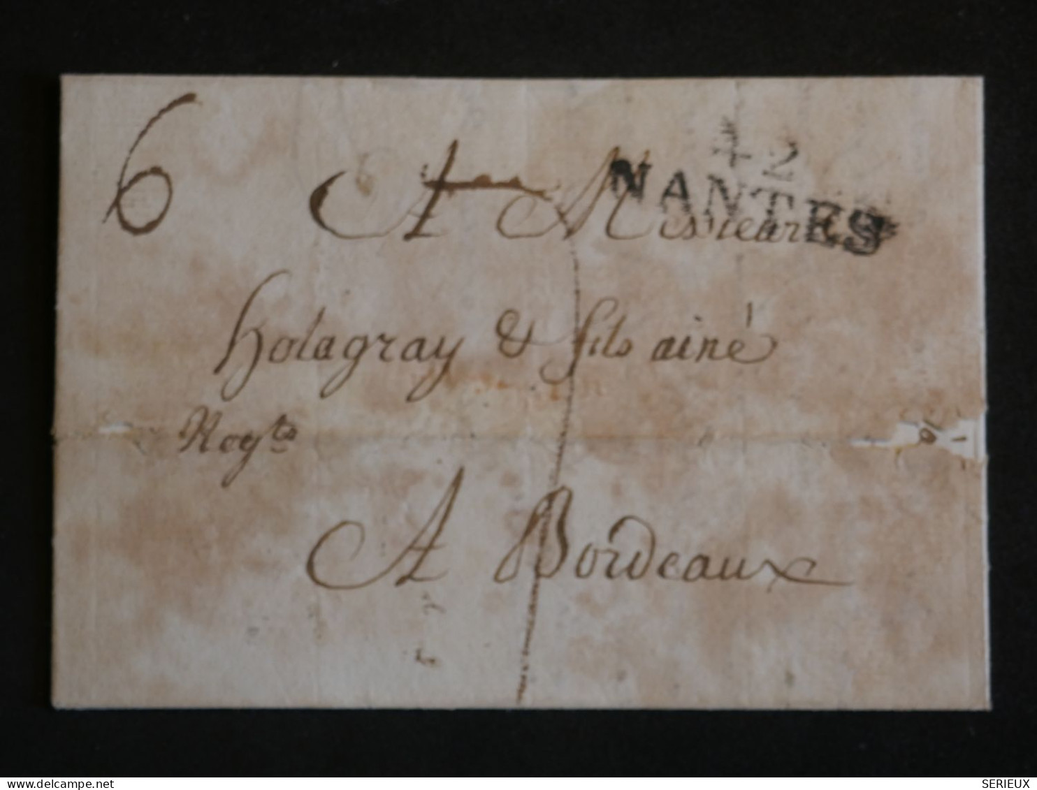 DN15 FRANCE  LETTRE  RR  1827 NANTES A BORDEAUX    ++ AFF. INTERESSANT++ - 1801-1848: Précurseurs XIX