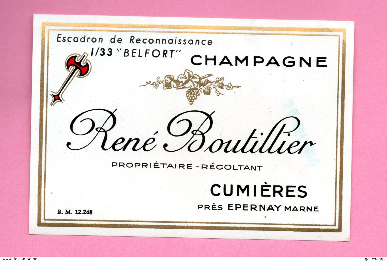 Etiquette De Champagne    B OUTILLIER " AVION  ESCADRON DE RECONNAISSANE 1/33 Belfort - Champagne