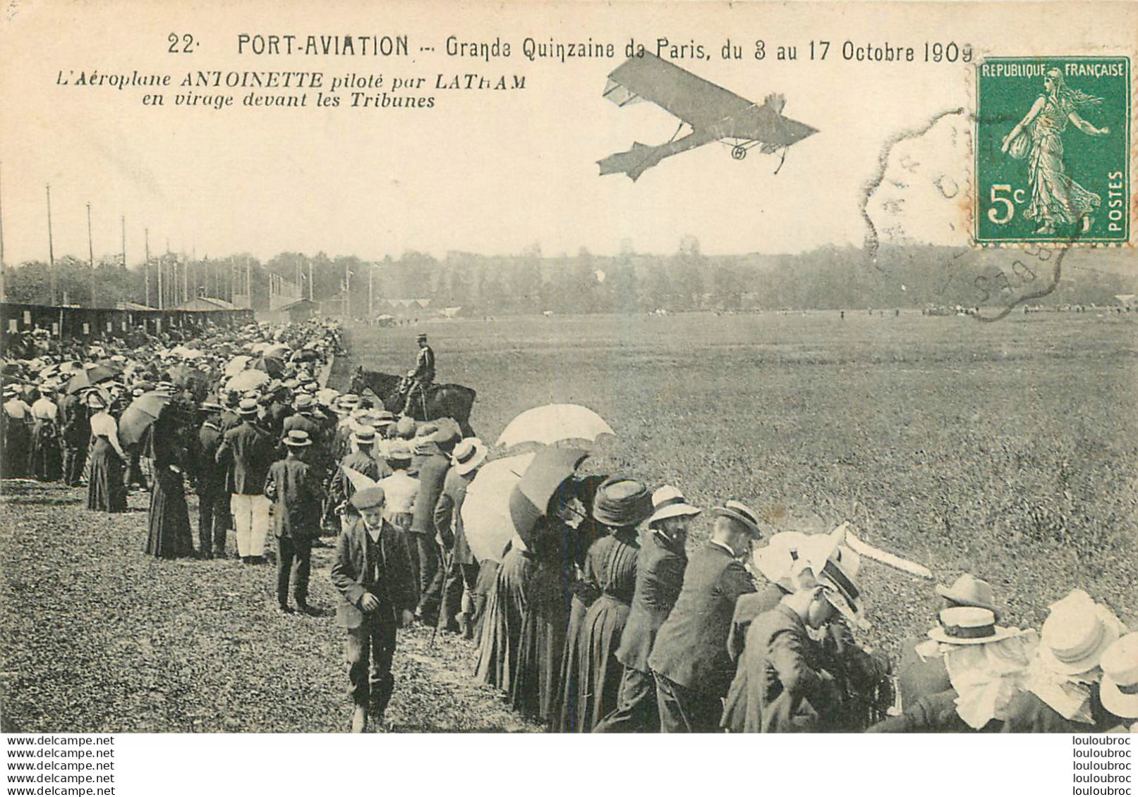 PORT AVIATION GRANDE QUINZAINE DE PARIS OCTOBRE 1908 AEROPLANE ANTOINETTE PILOTE PAR LATHAM - Riunioni