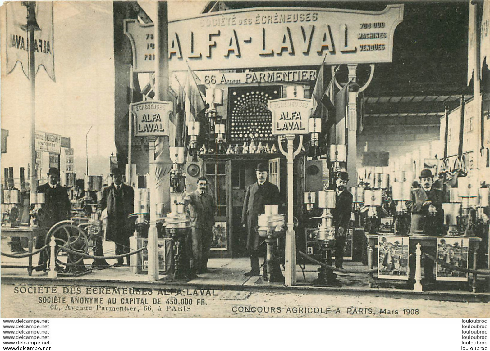 PARIS XIe SOCIETE DES ECREMEUSES ALFA-LAVAL 66 AVENUE PARMENTIER  CONCOURS AGRICOLE MARS 1908 - District 11