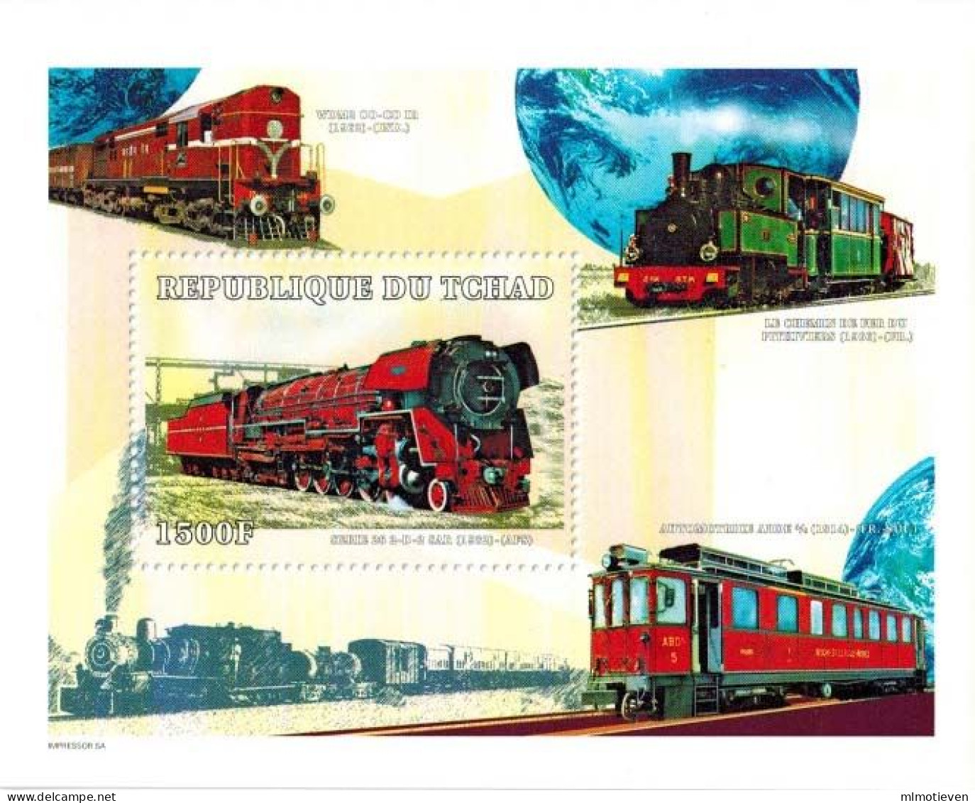 MVT-BK1-568+569 MINT PF/MNH ¤ TCHAD 2000 2x BLOCK ¤ HISTORY OF TRAINS - CHEMINS DE FER EISENBAHN FERROVIE - Eisenbahnen