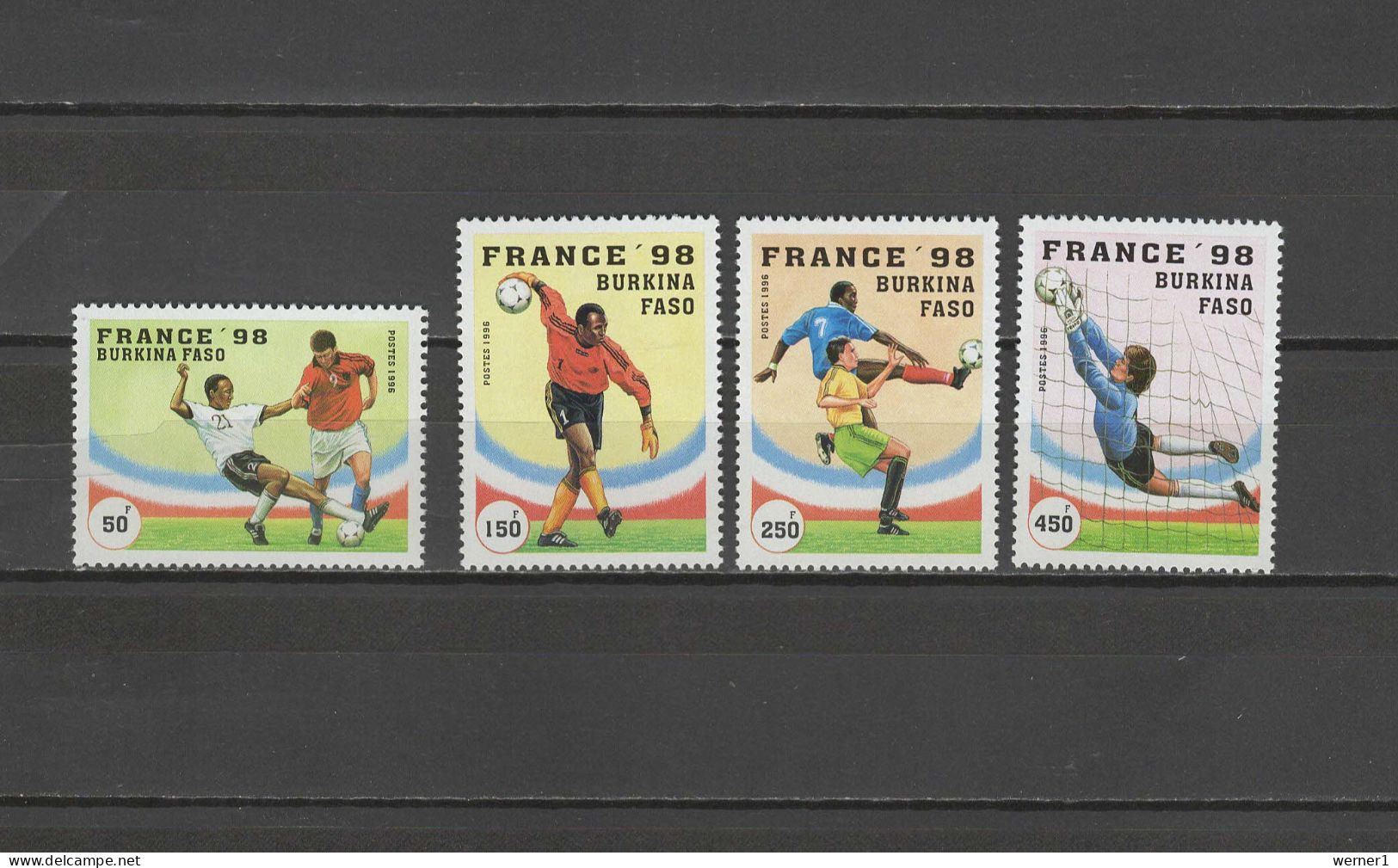 Burkina Faso 1996 Football Soccer World Cup Set Of 4 MNH - 1998 – France