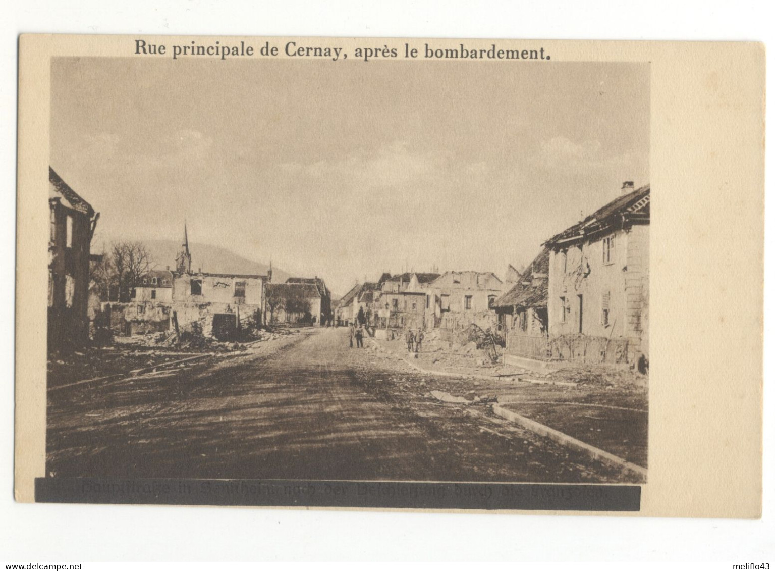 68/ CPA - Rue Principale De Cernay Après Le Bombardement (guerre) - Cernay