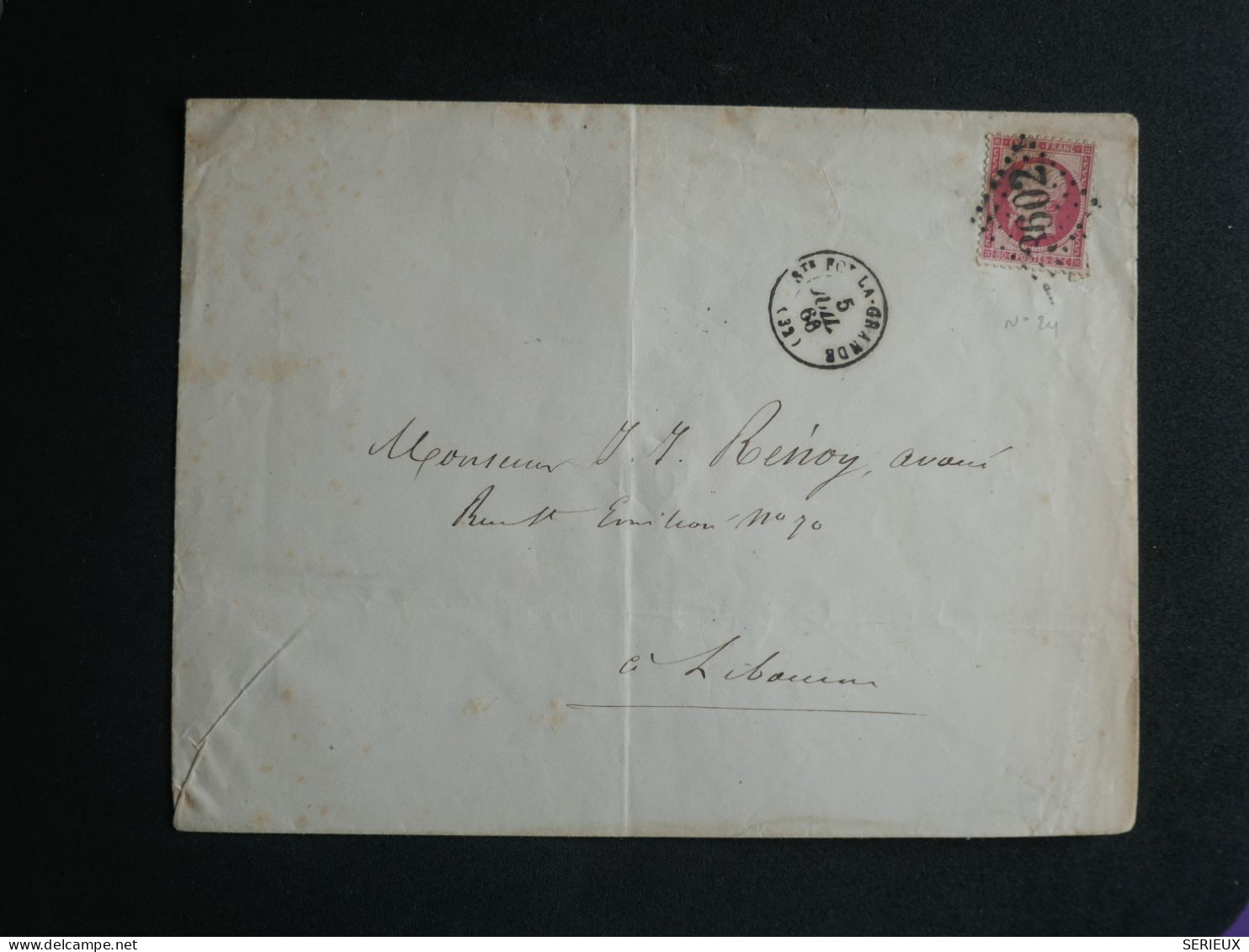 DN15 FRANCE  LETTRE  RR  1866  PETIT BUREAU STE FOY   A LIBOURNE   +N°24 + AFF. INTERESSANT++ - 1849-1876: Periodo Classico