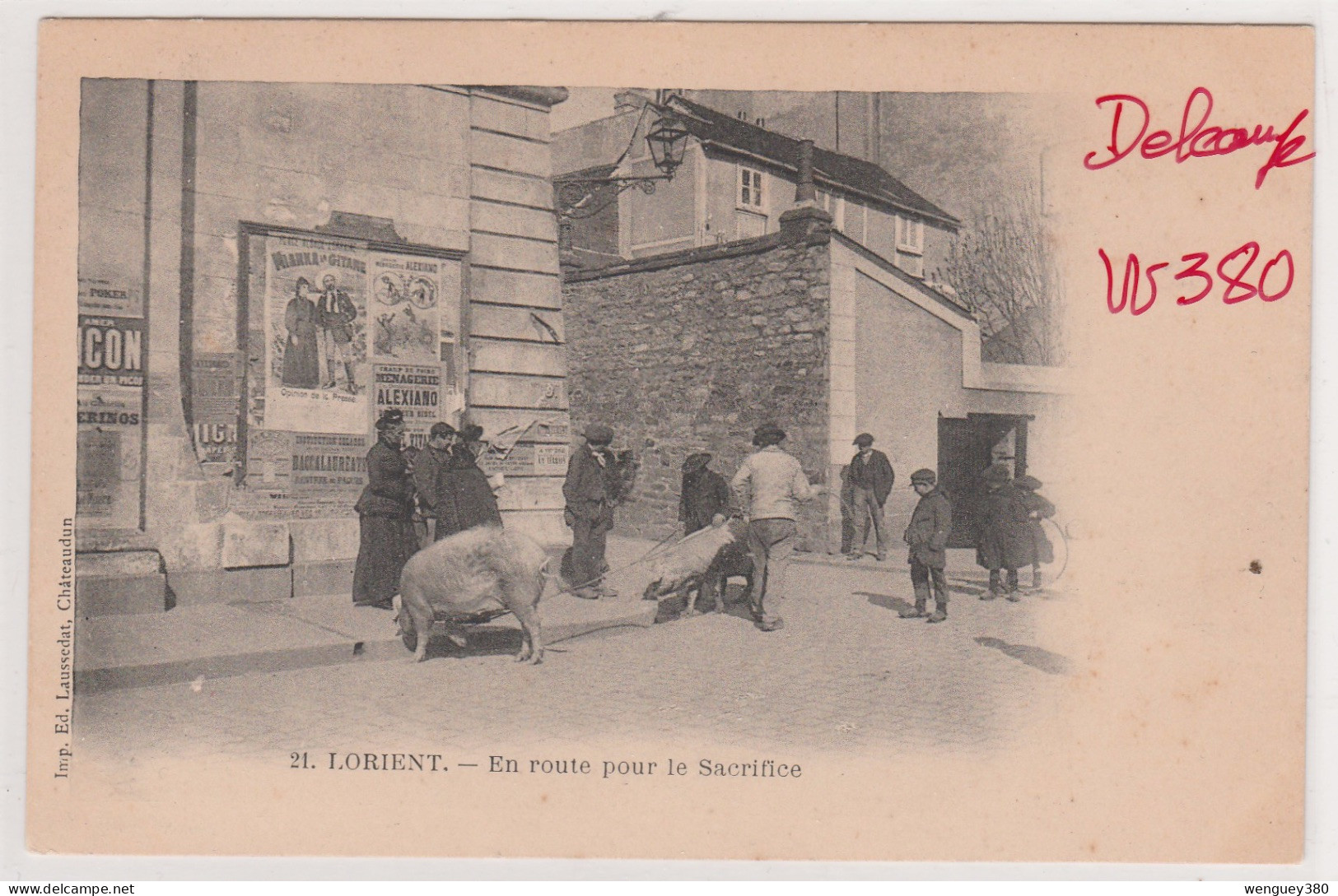 56 LORIENT  GROIX  En Route Pour Le Sacrifice (à Groix)   SUP PLAN  Env. 1905  RARETE.  . Voir Description Interessante - Lorient