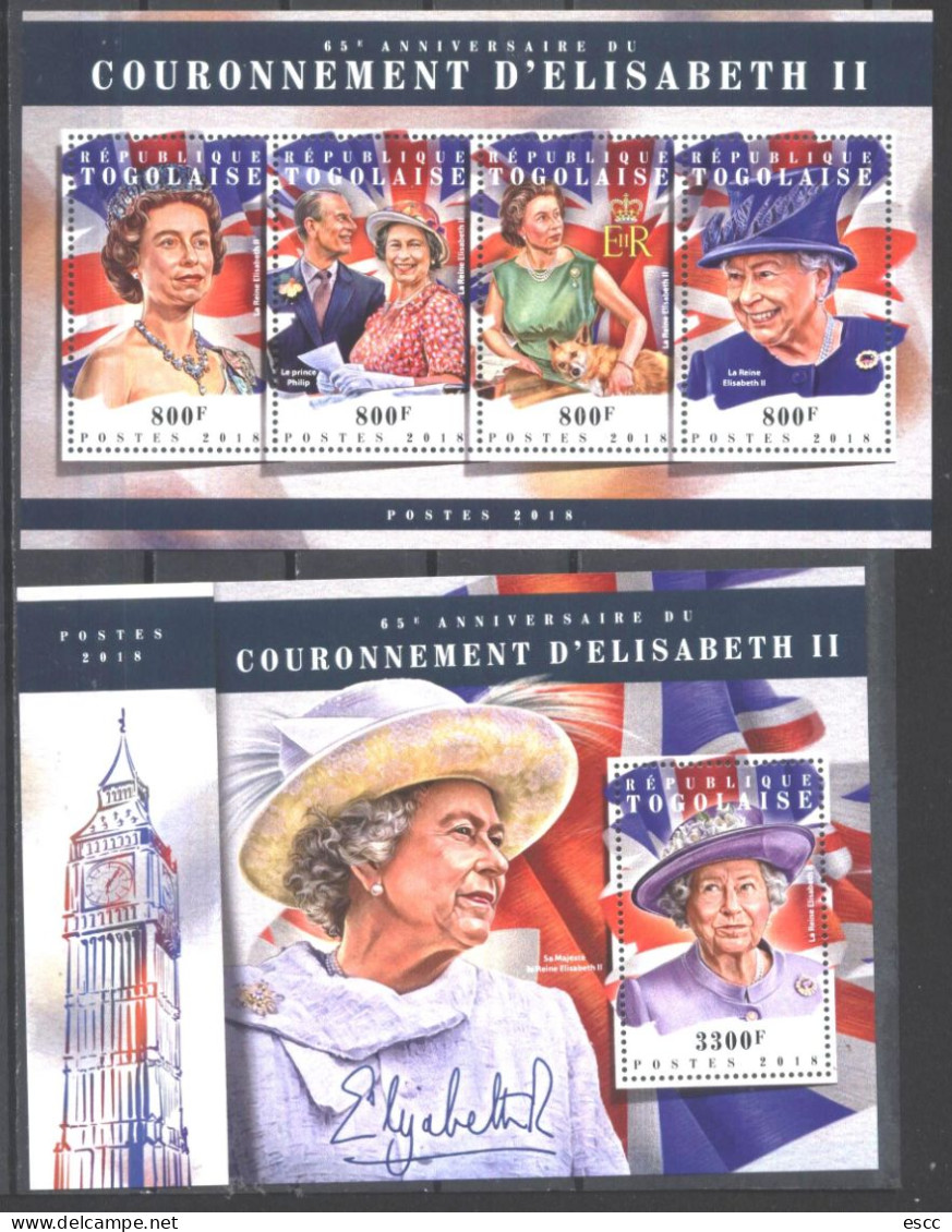 Mint Stamps In Miniature Sheet And  S/S Queen Elizabeth II 2018 From  Togo - Familles Royales