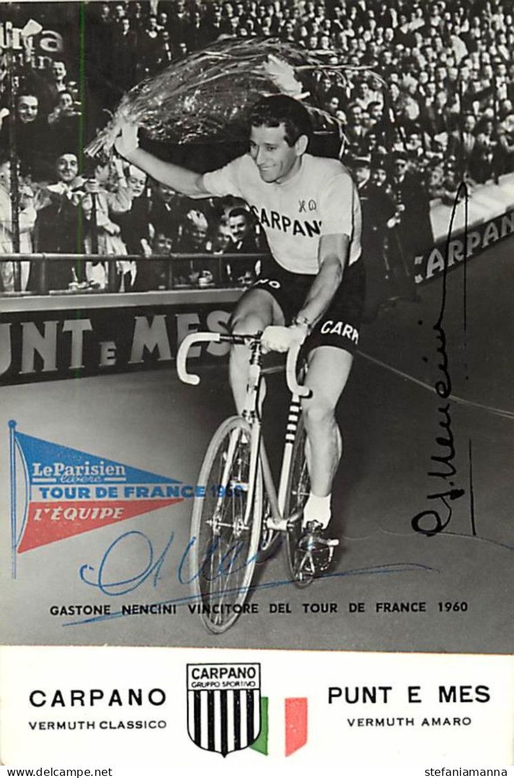 Ref U318- Size -dimensions :env 15cms X 10cms -sports- Cyclisme -gastone Nencini Vincitore Del Tour De France 1960 - - Cyclisme